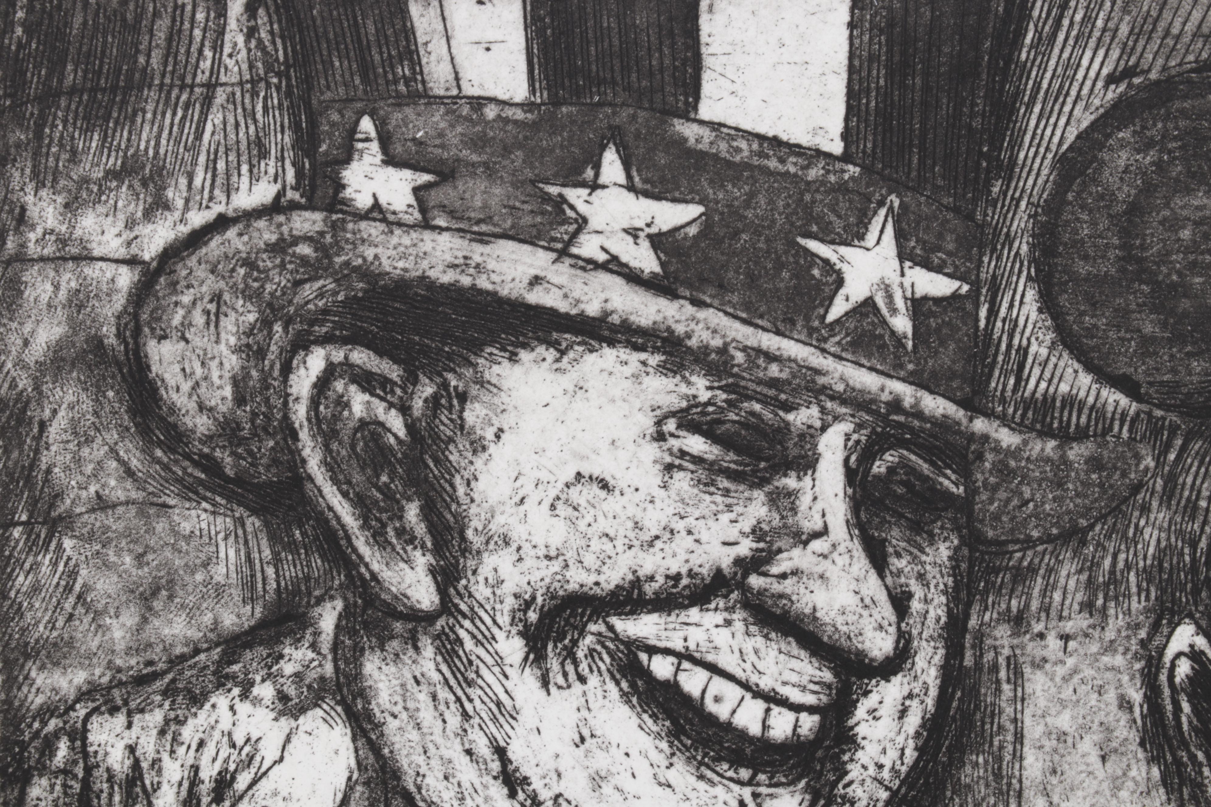 Sidney Chafetz Satirical Etching With Aquatint "Pols," 1969