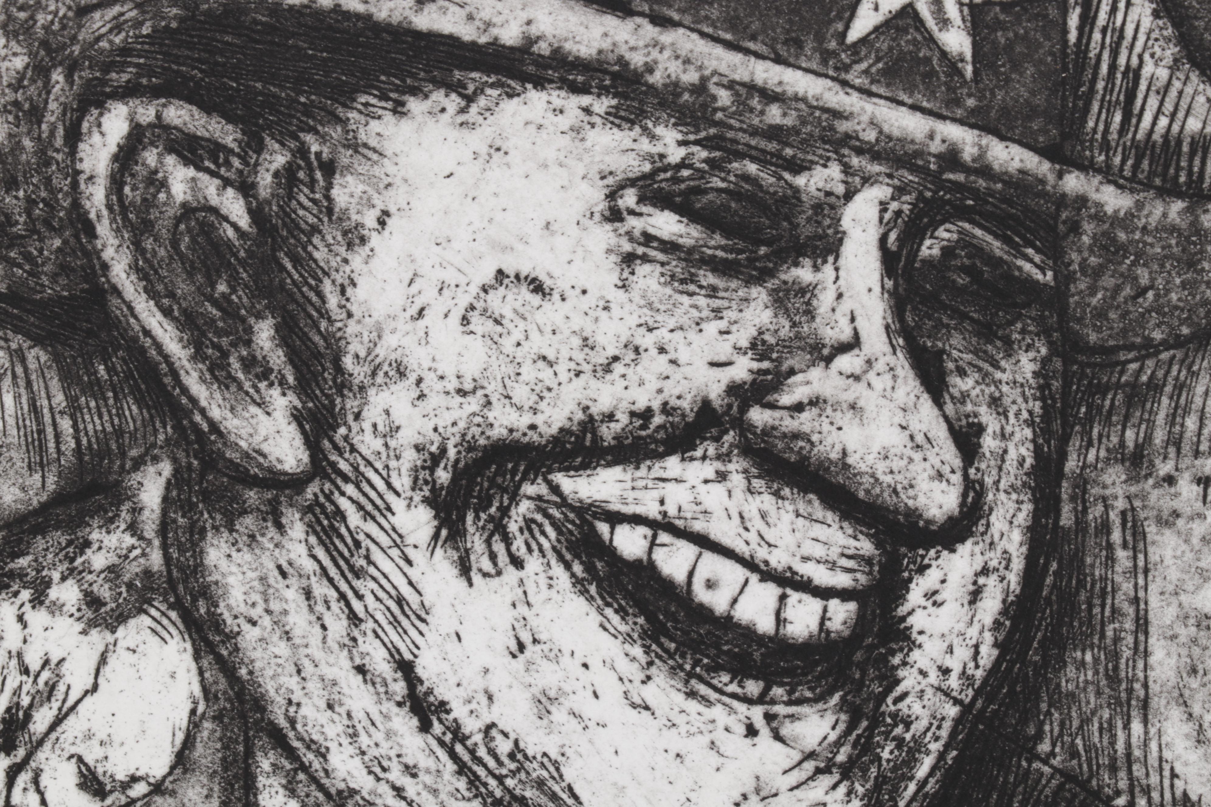 Sidney Chafetz Satirical Etching With Aquatint "Pols," 1969