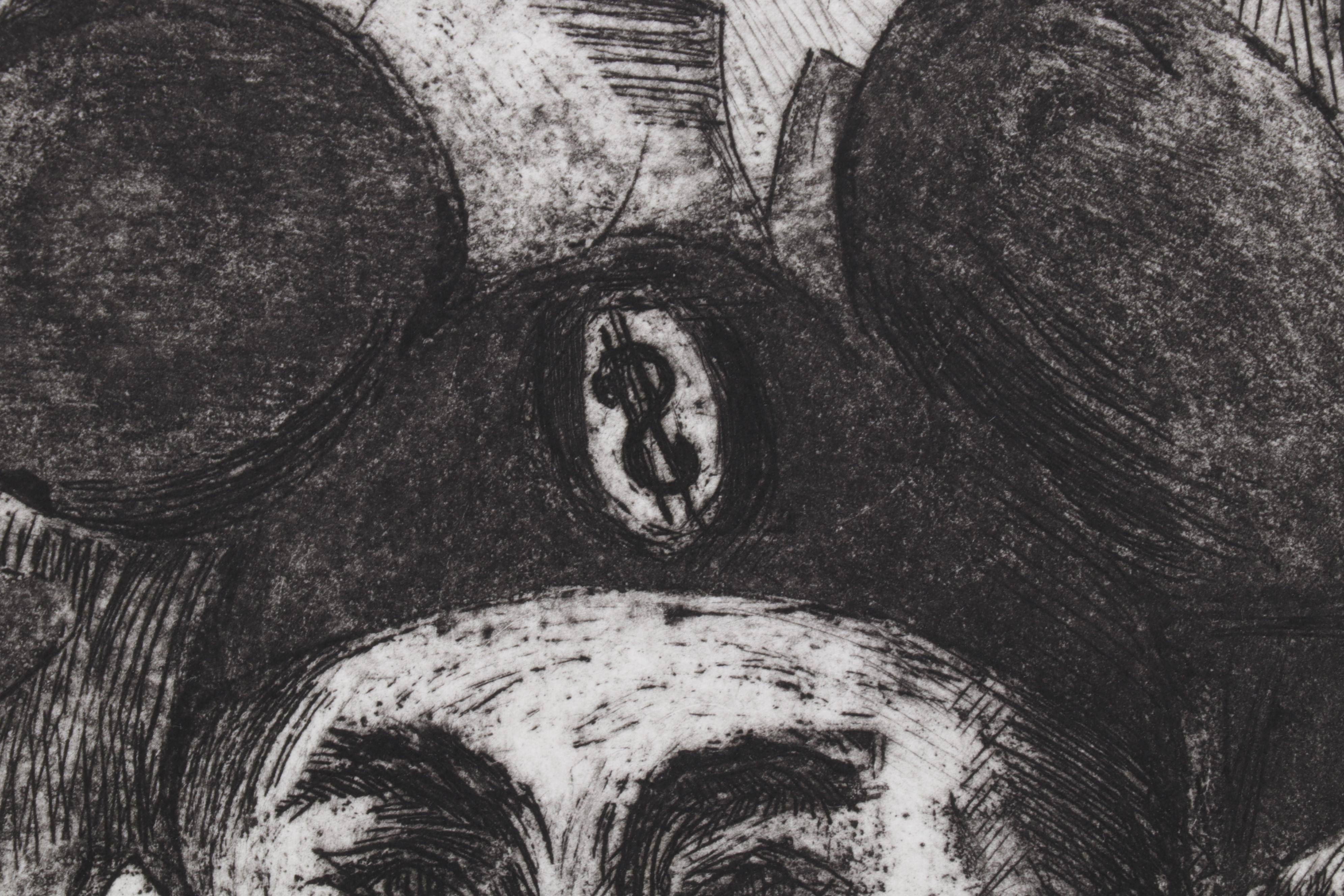 Sidney Chafetz Satirical Etching With Aquatint "Pols," 1969