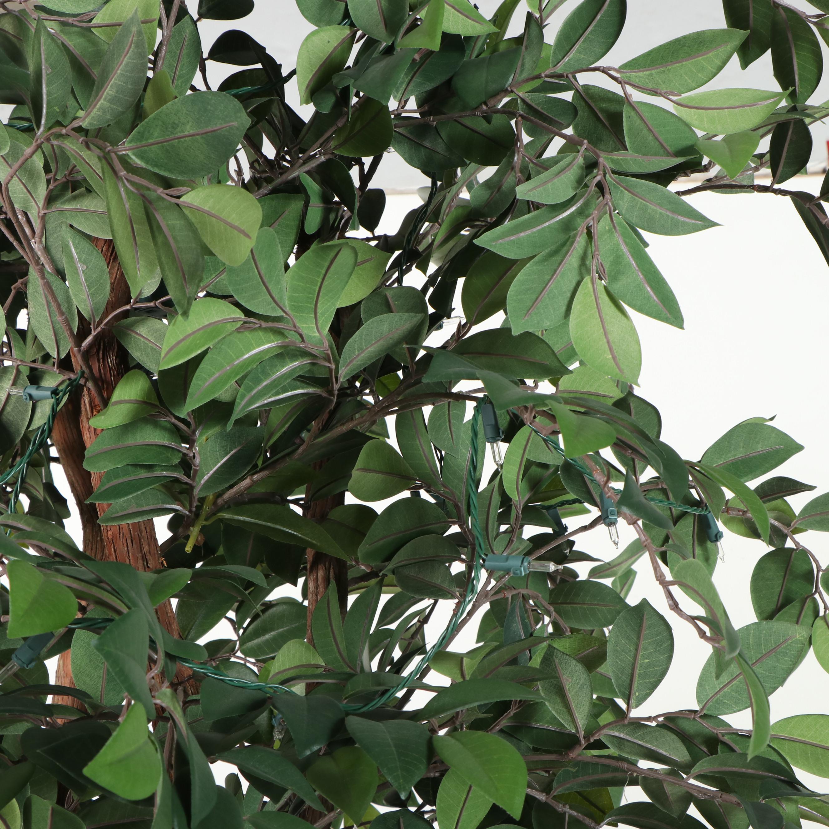 Artificial Pre-Lit 7' Ficus Tree in Hammered Metal Planter