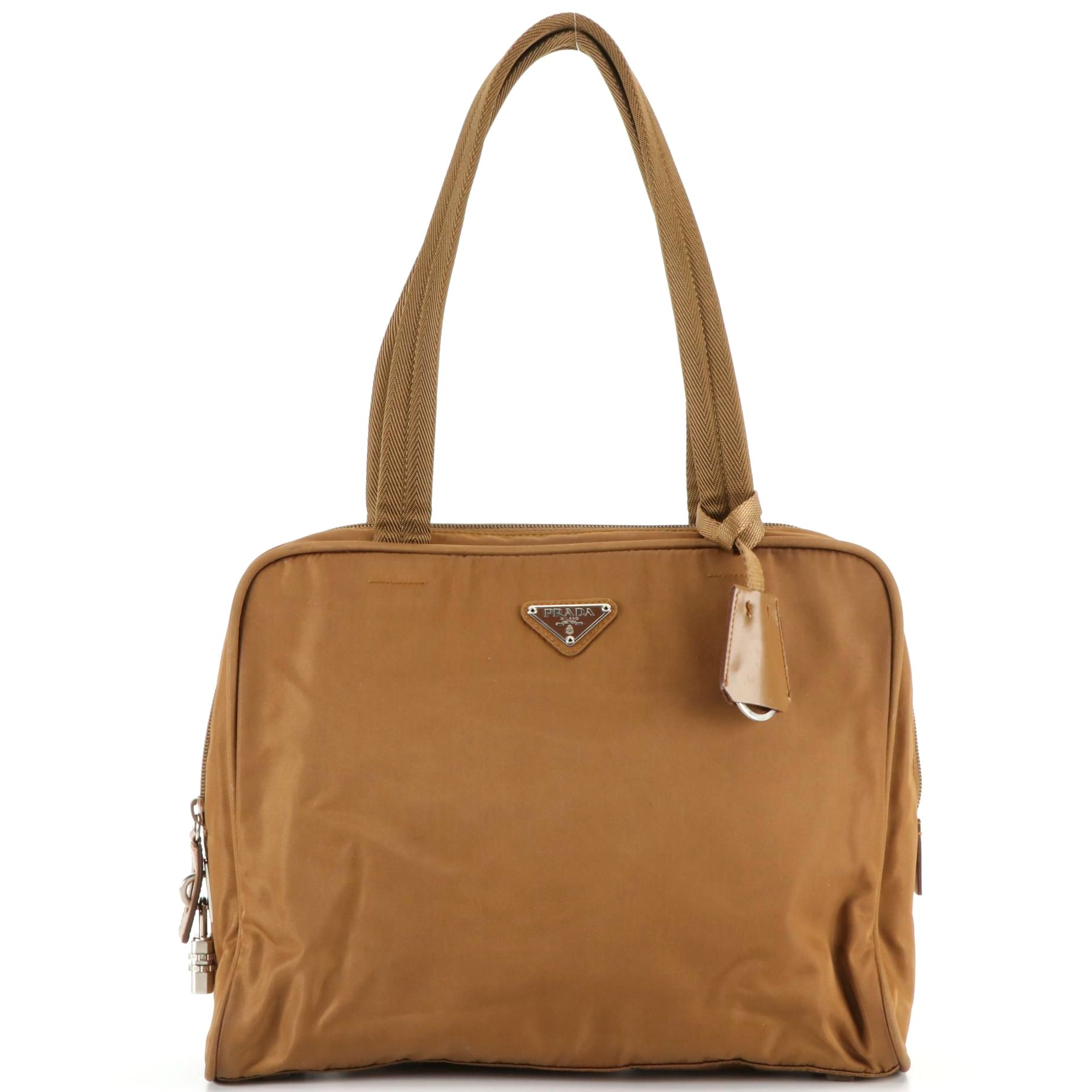 Prada Tessuto Shoulder Bag in Brown Nylon