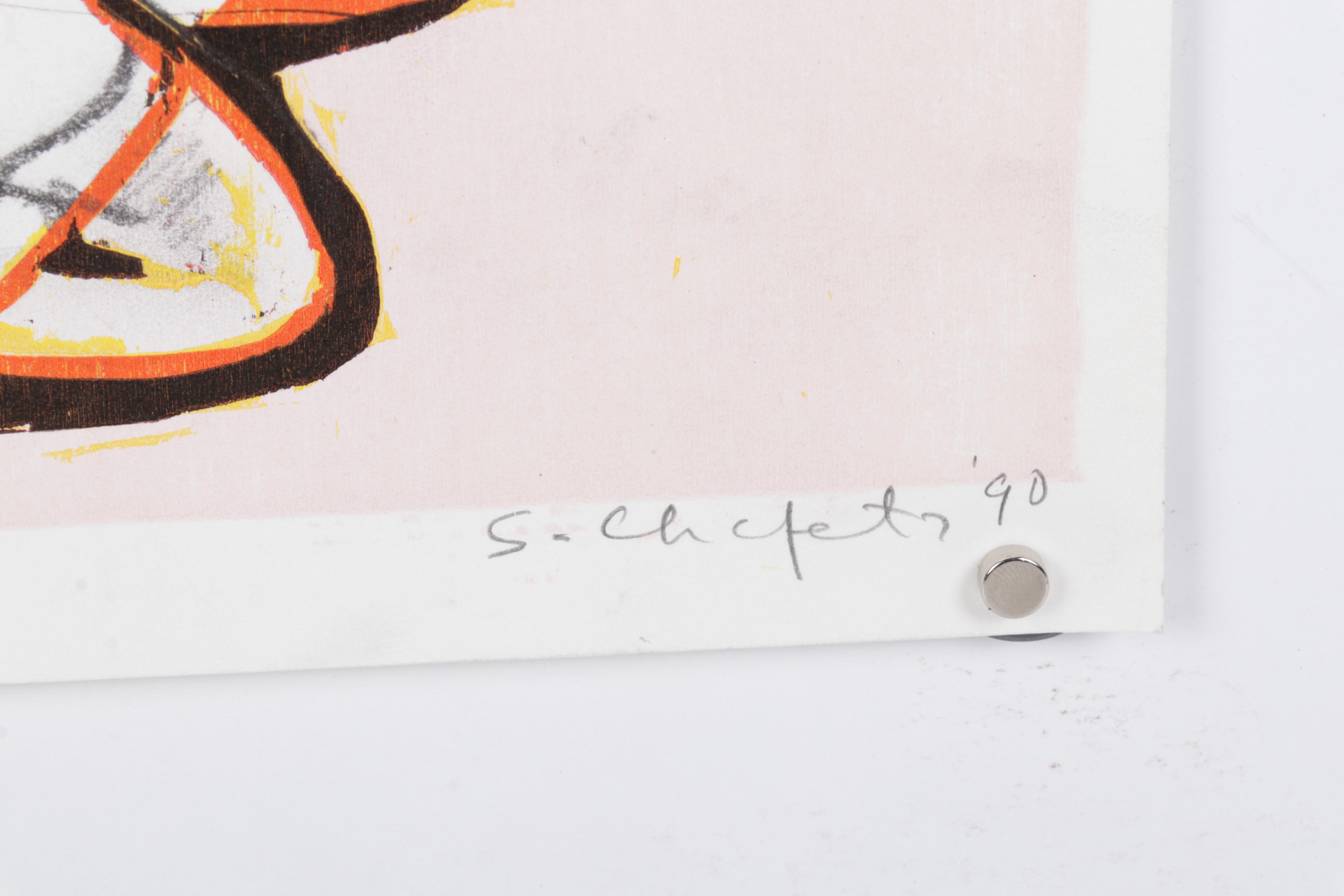 Sidney Chafetz Embellished Woodcut "This Year's Squad," 1990