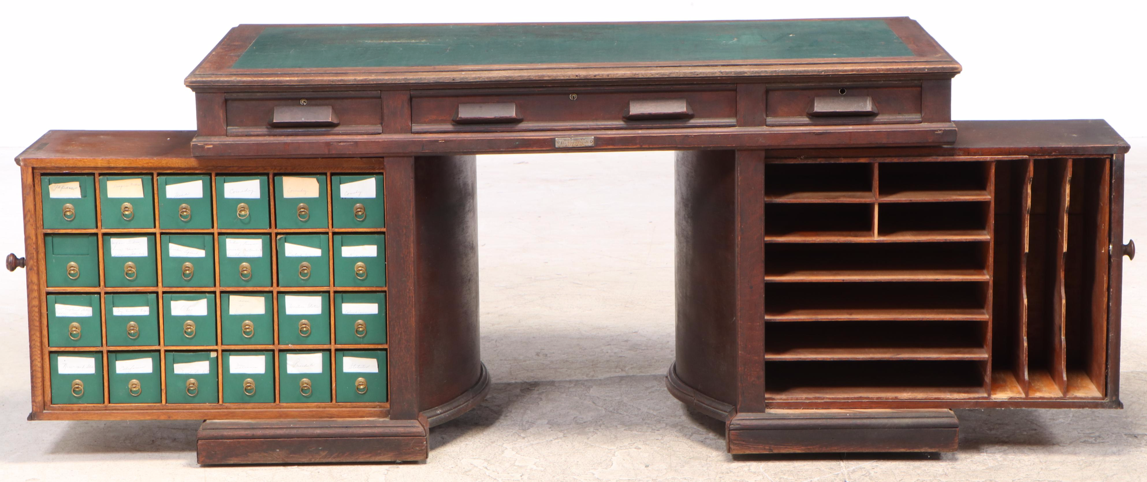 Wooten Desk Company "Rotary" Oak Double-Pedestal Desk, Late 19th Century
