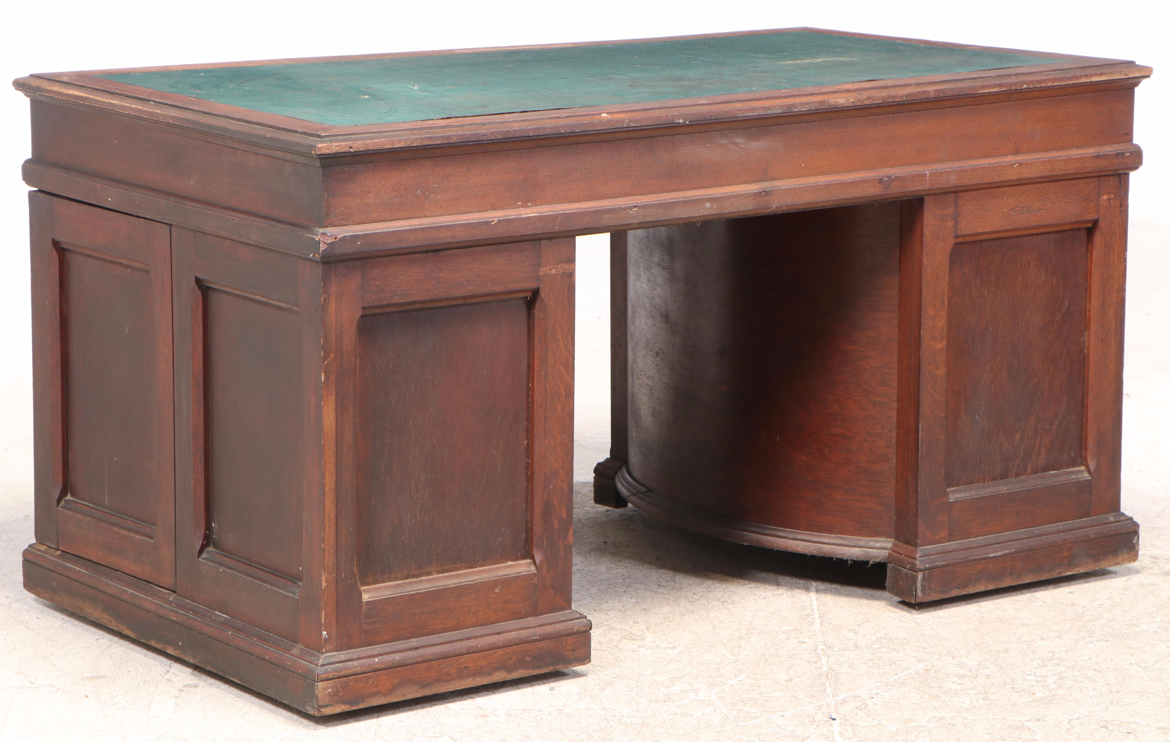 Wooten Desk Company "Rotary" Oak Double-Pedestal Desk, Late 19th Century