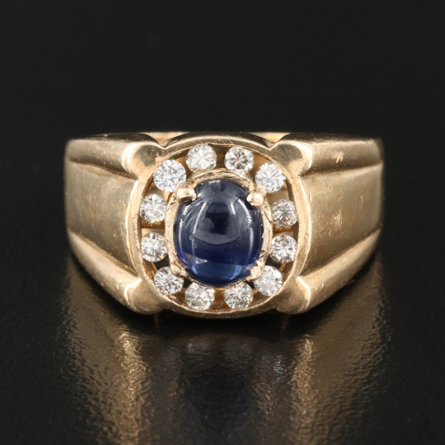 10K Sapphire and Diamond Ring