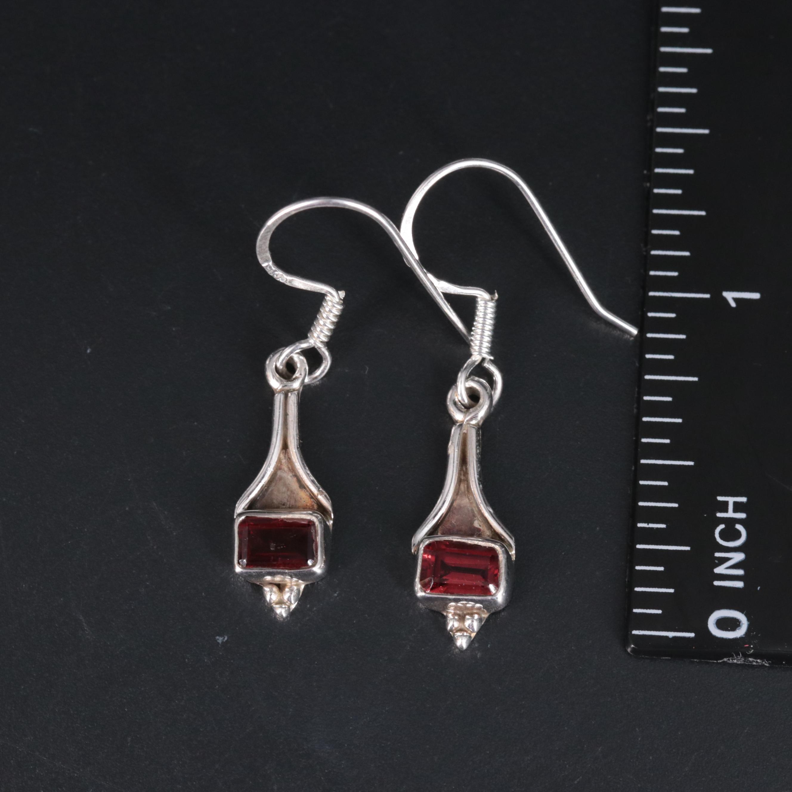 Sterling Silver Gemstone Drop Earrings