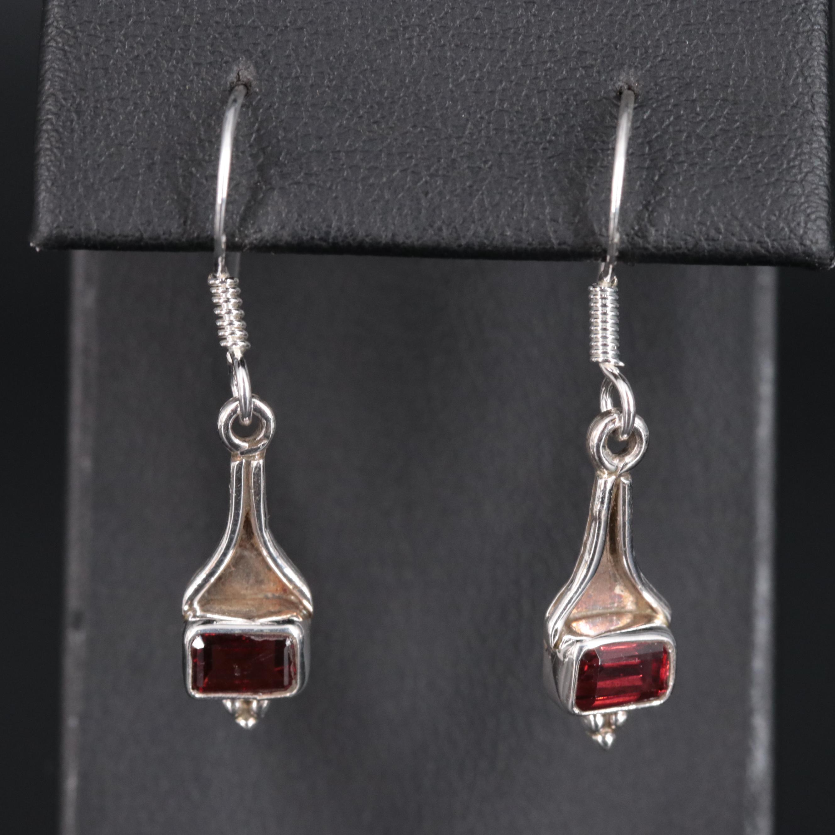 Sterling Silver Gemstone Drop Earrings