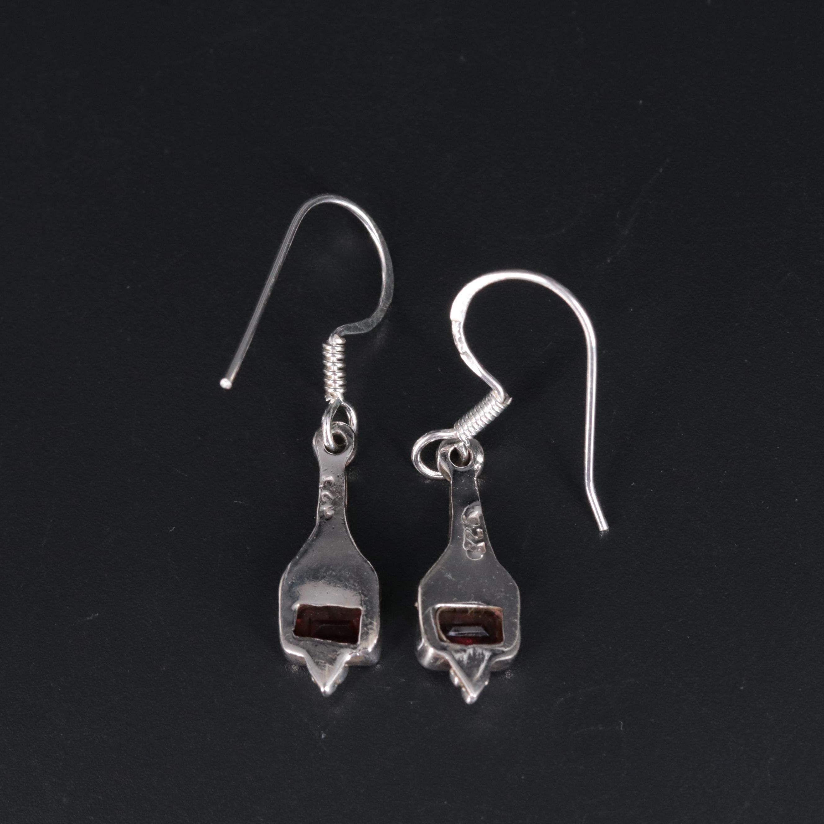 Sterling Silver Gemstone Drop Earrings
