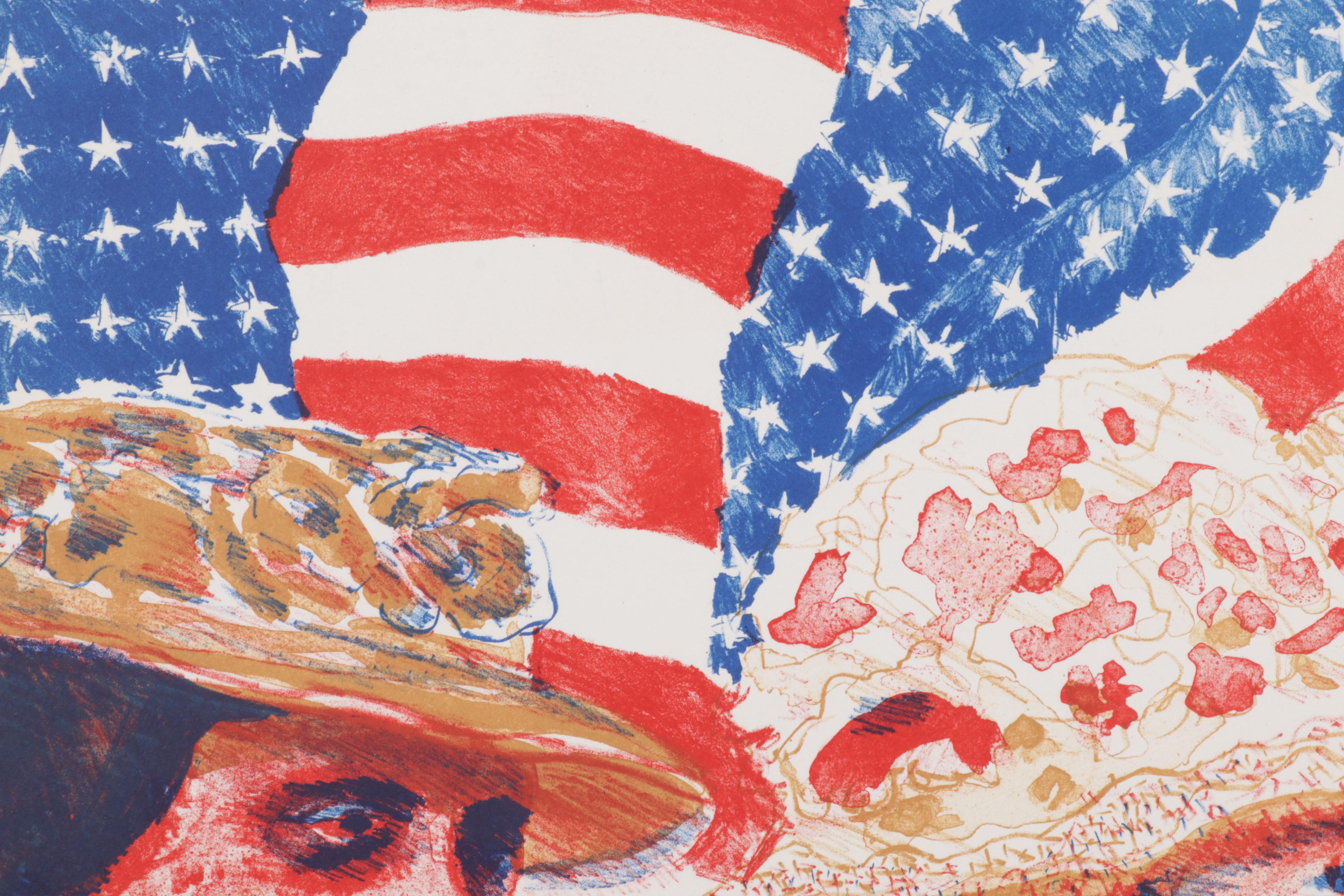 Sidney Chafetz Color Lithograph "Attentive Patriots," 1989