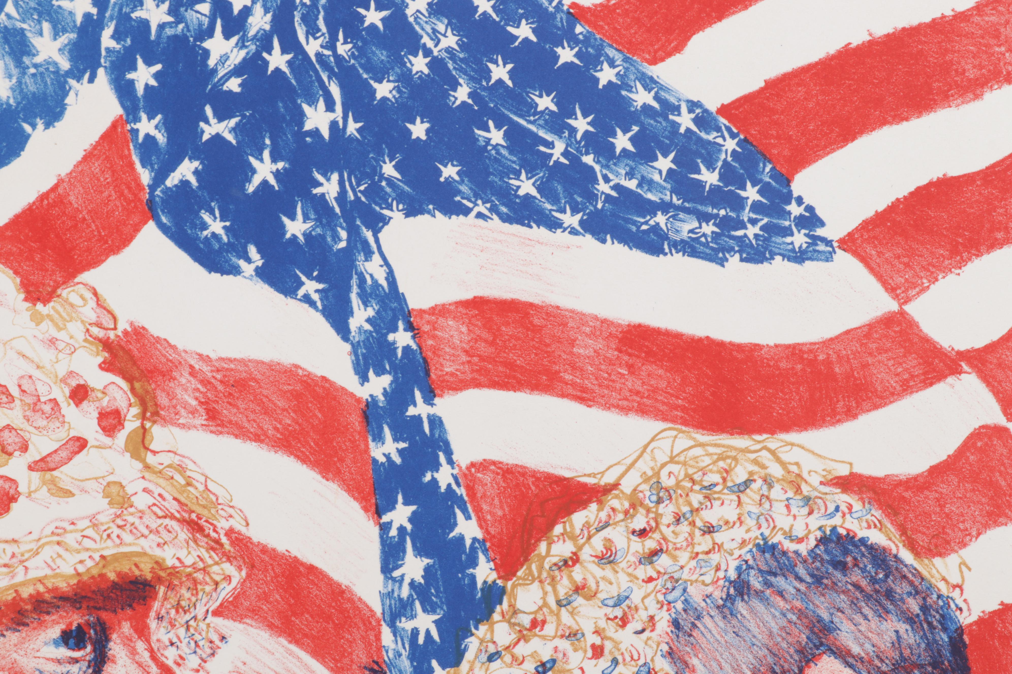 Sidney Chafetz Color Lithograph "Attentive Patriots," 1989