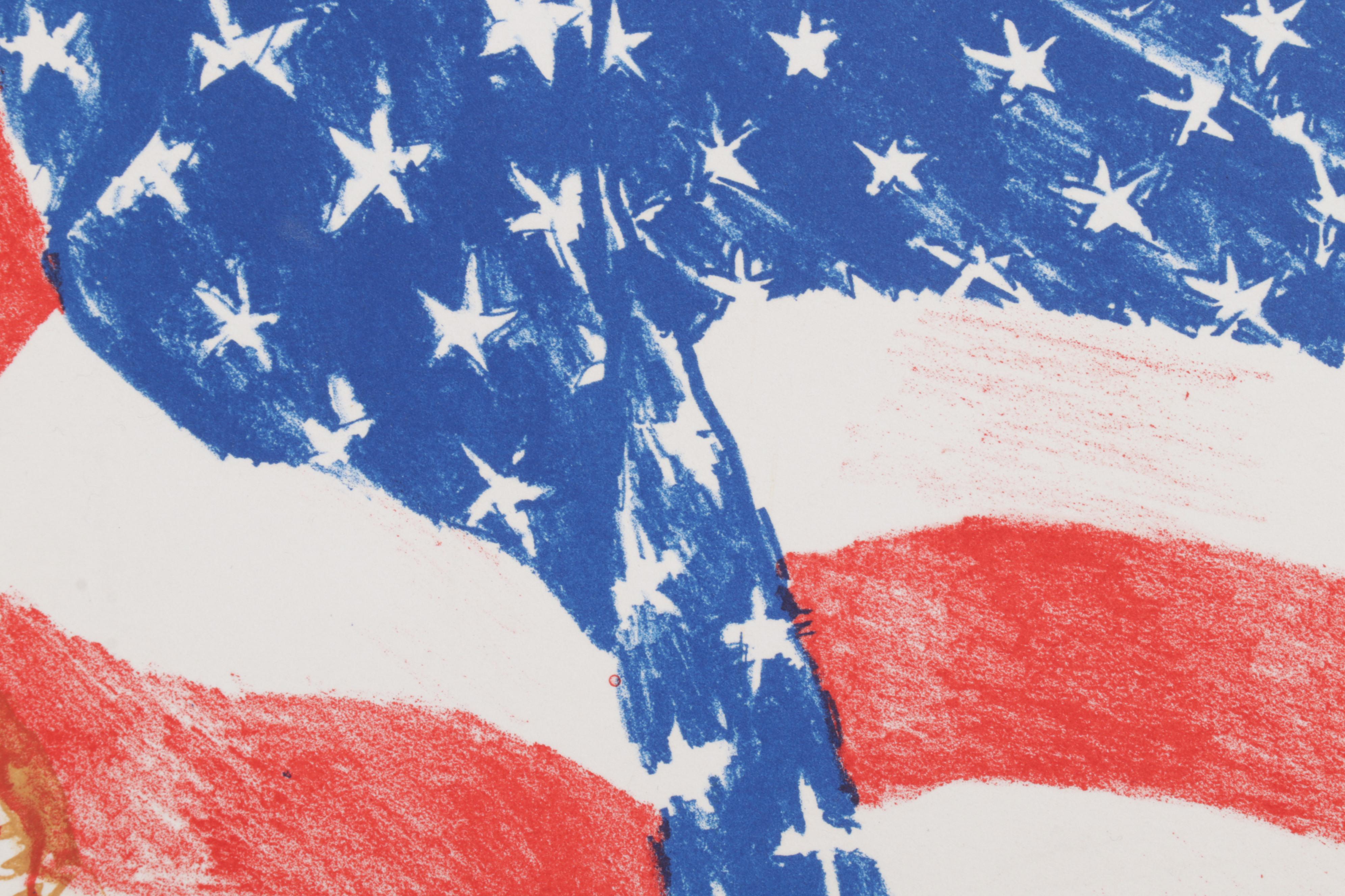 Sidney Chafetz Color Lithograph "Attentive Patriots," 1989