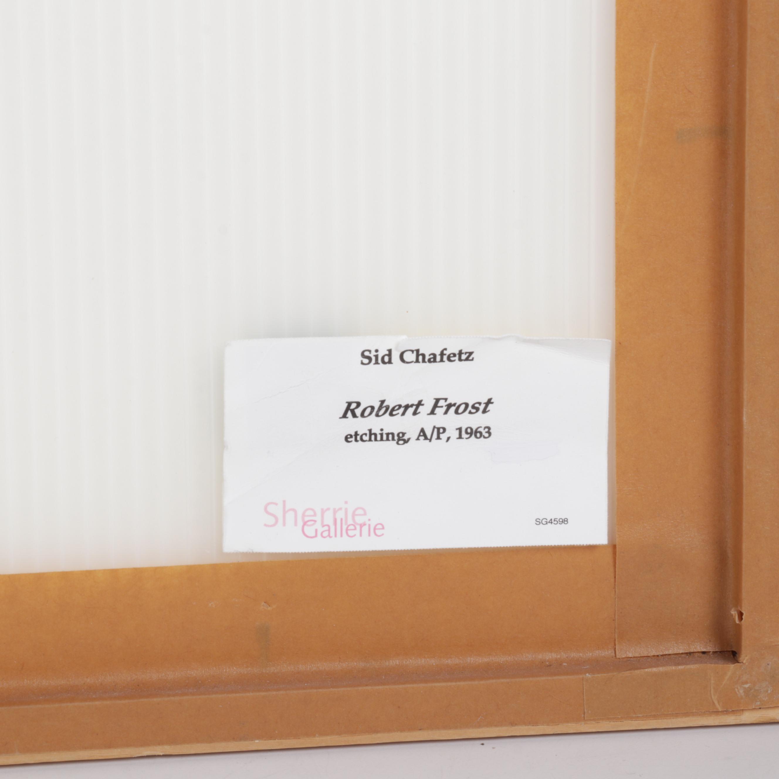 Sid Chafetz Portrait Etching "Robert Frost," 1963