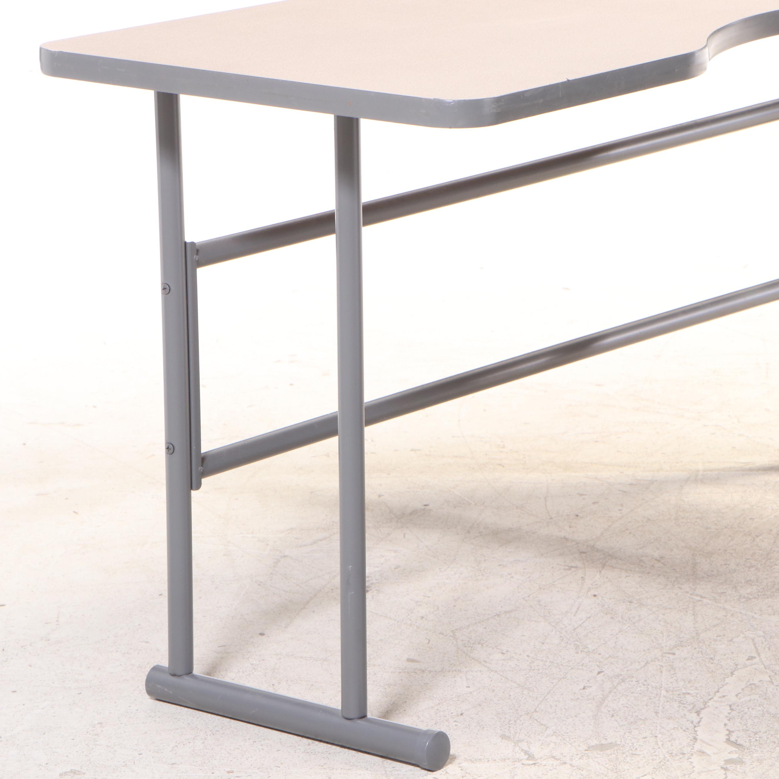 Laminate Corner Work Table on Tubular Metal Base