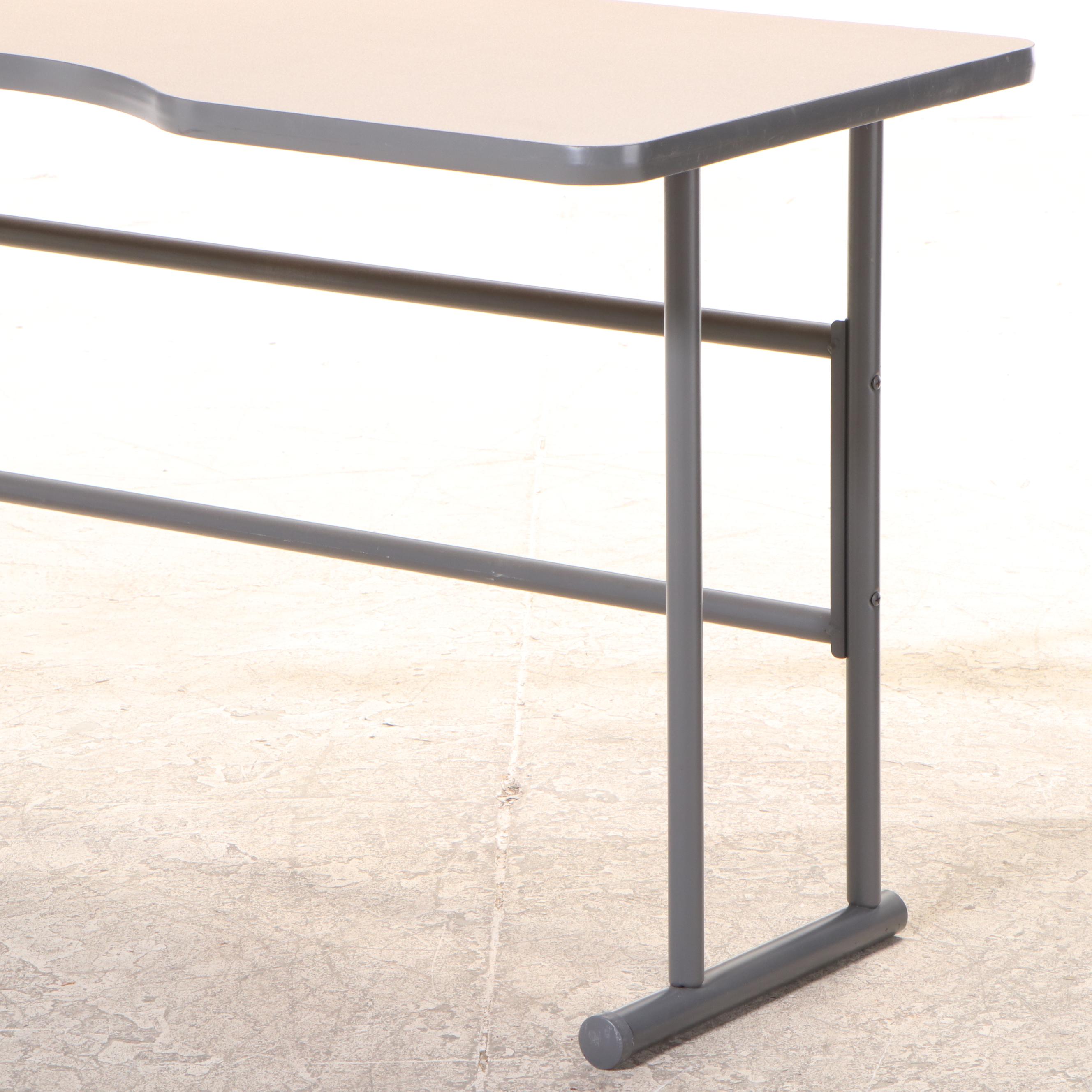 Laminate Corner Work Table on Tubular Metal Base