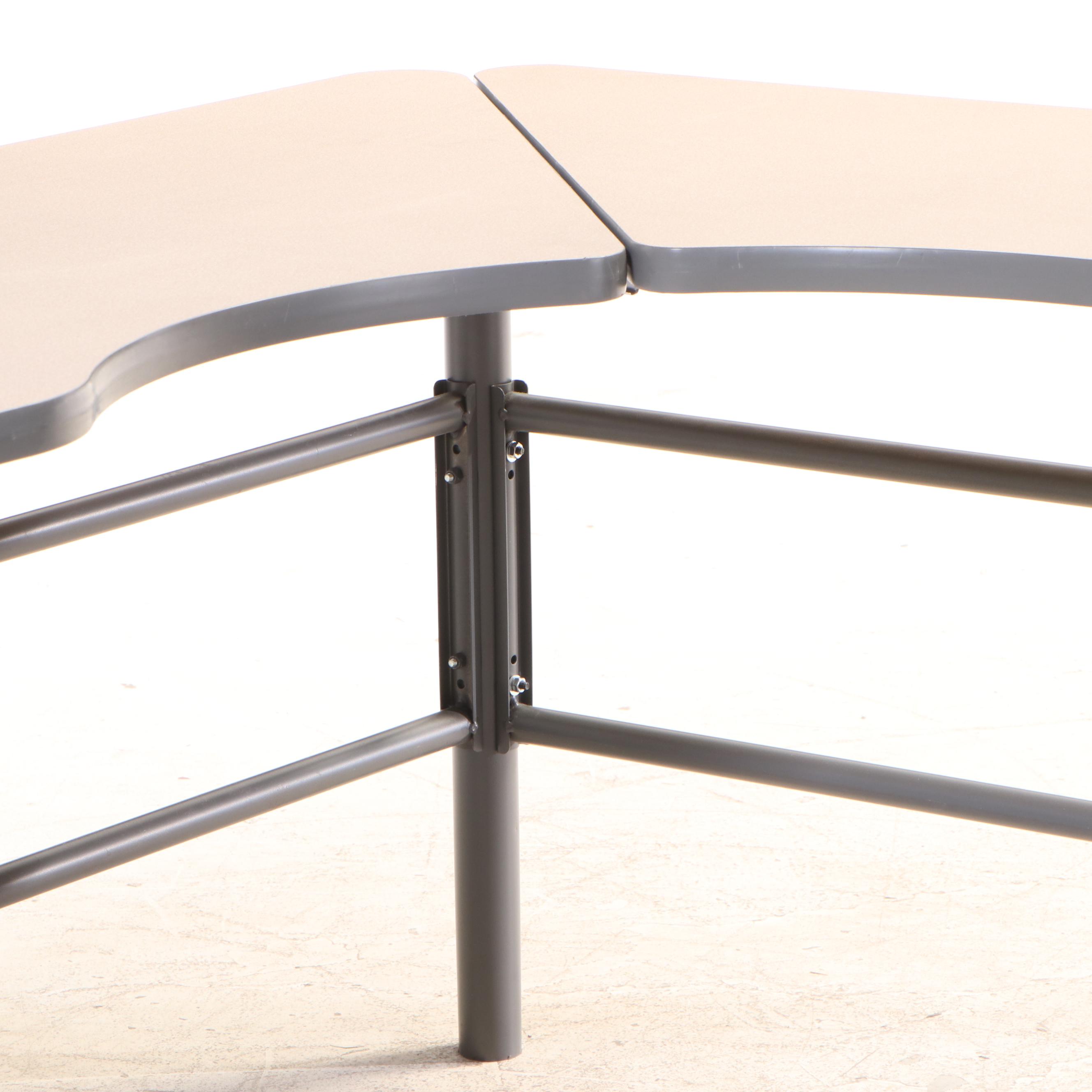 Laminate Corner Work Table on Tubular Metal Base