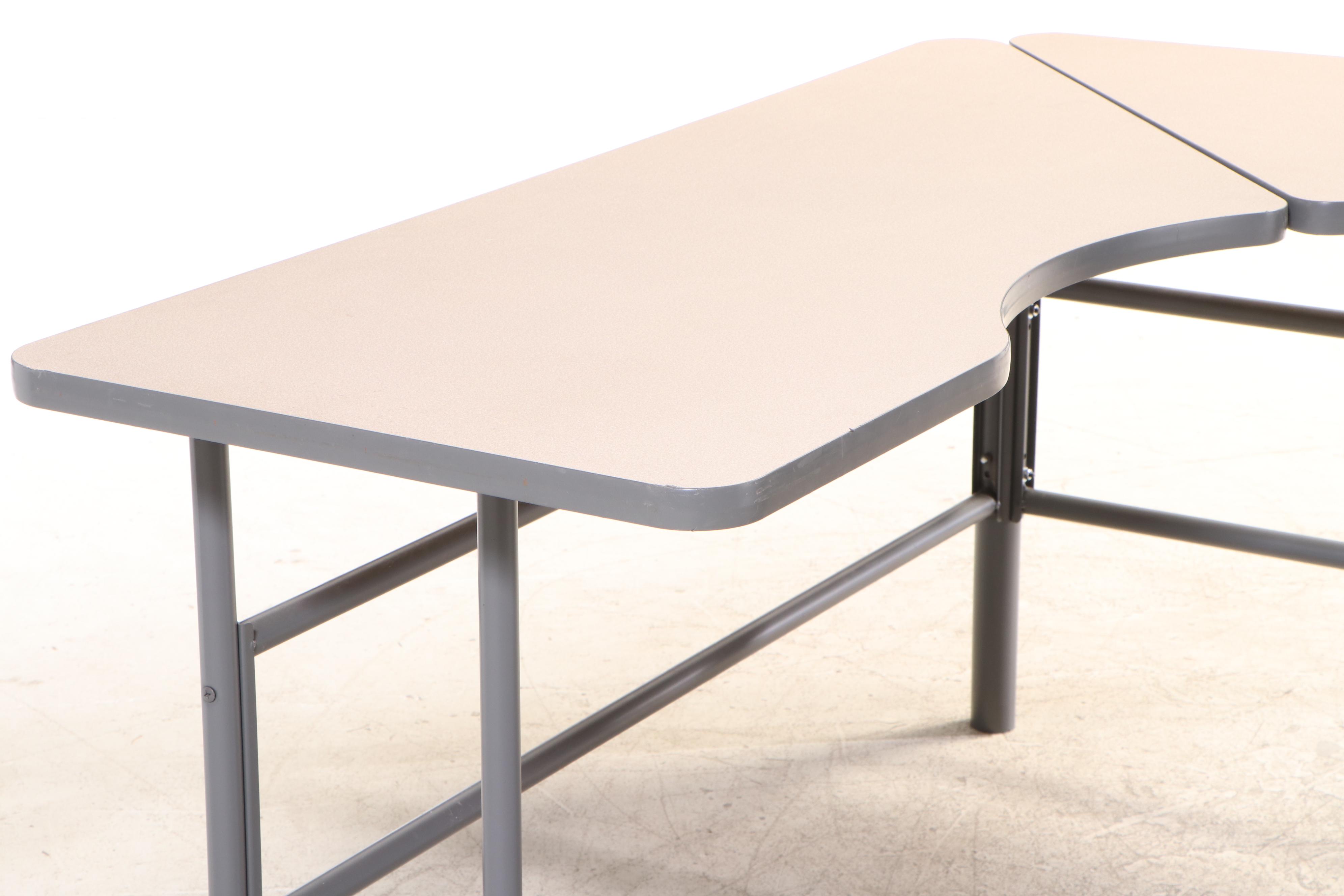Laminate Corner Work Table on Tubular Metal Base