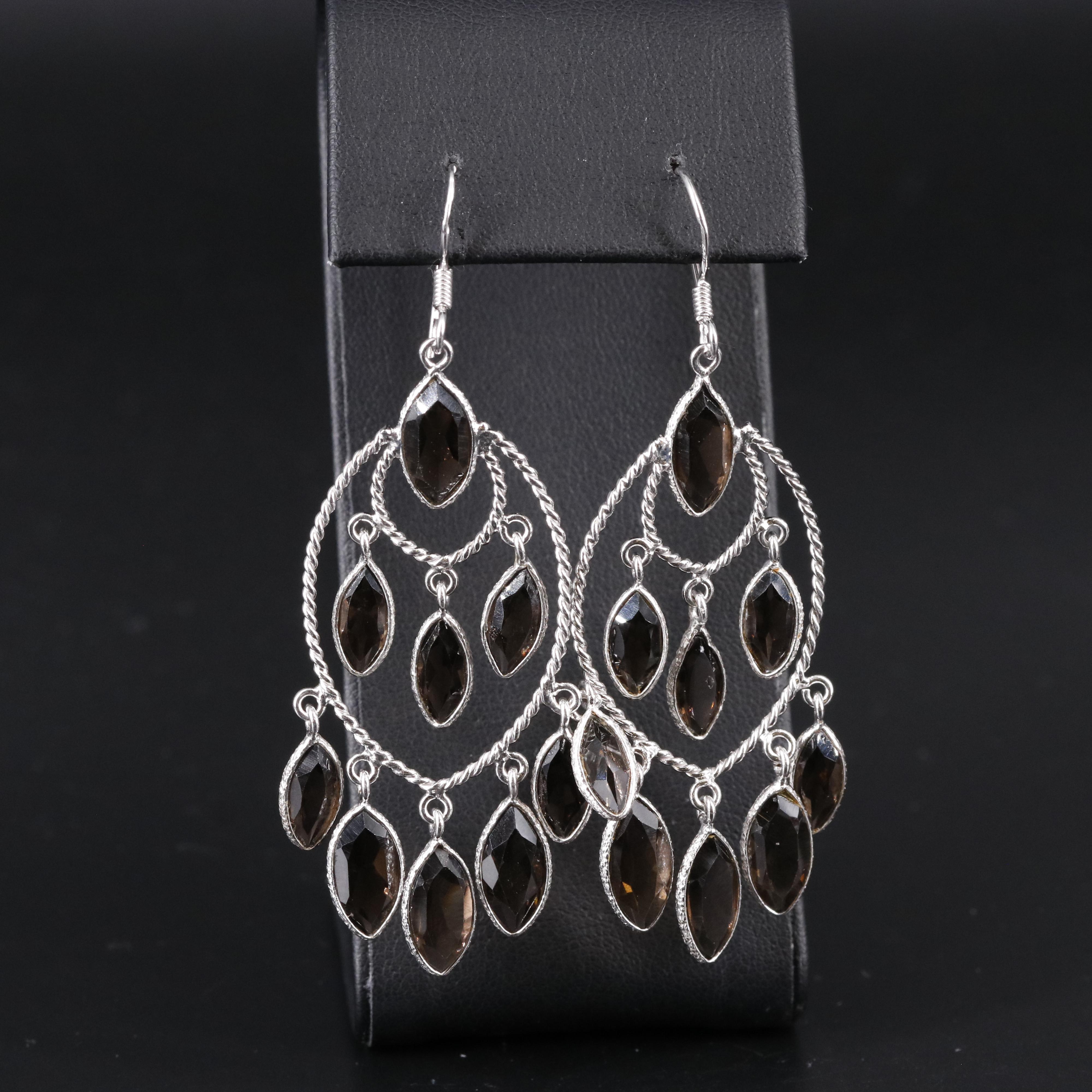 Sterling Silver Gemstone Chandelier Earrings