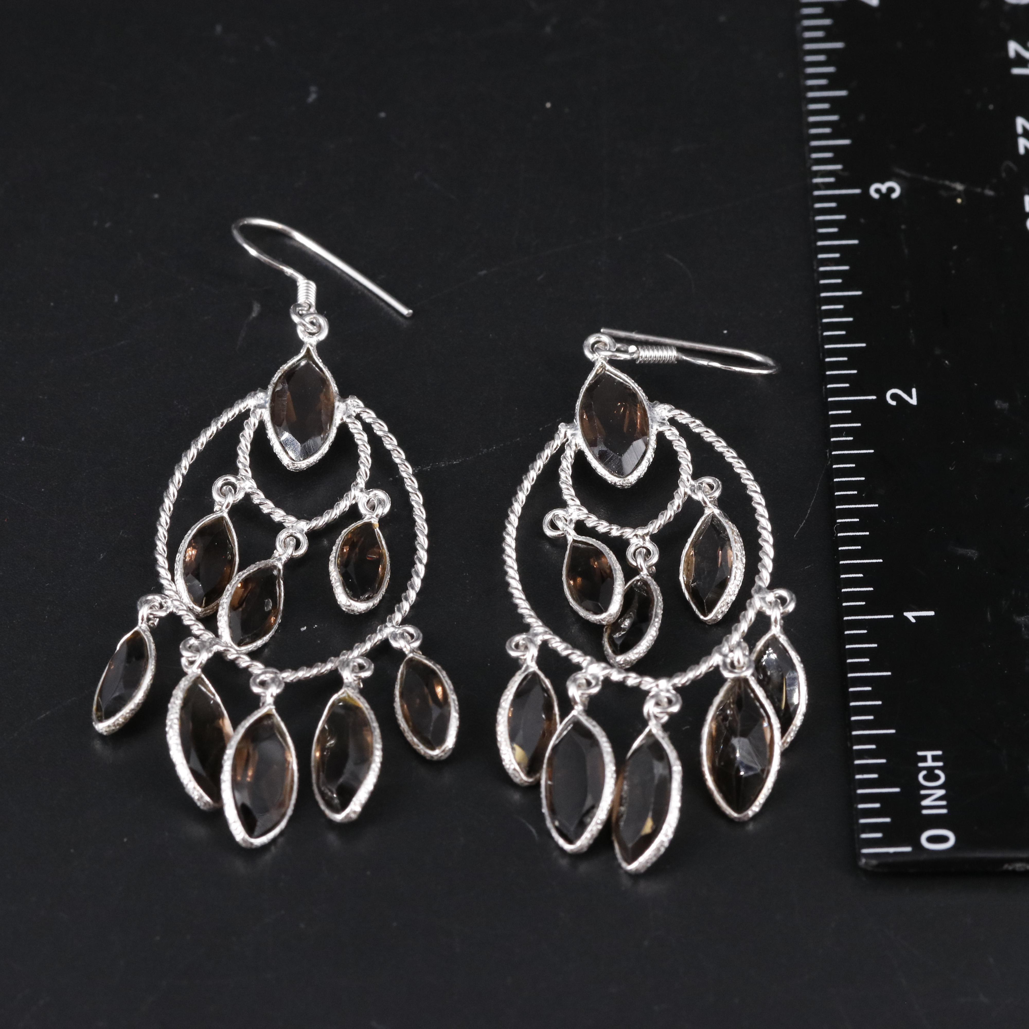 Sterling Silver Gemstone Chandelier Earrings