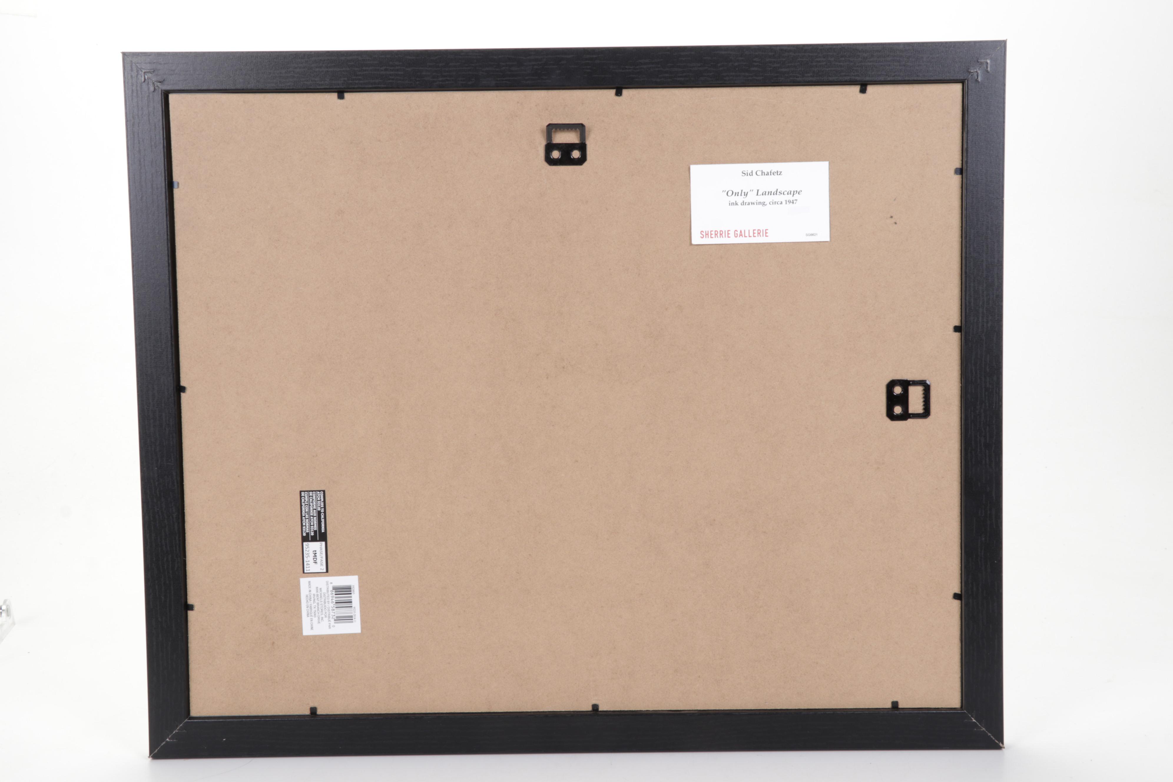 Sid Chafetz Watercolor and Ink Drawing ""Only" Landscape," Circa 1947