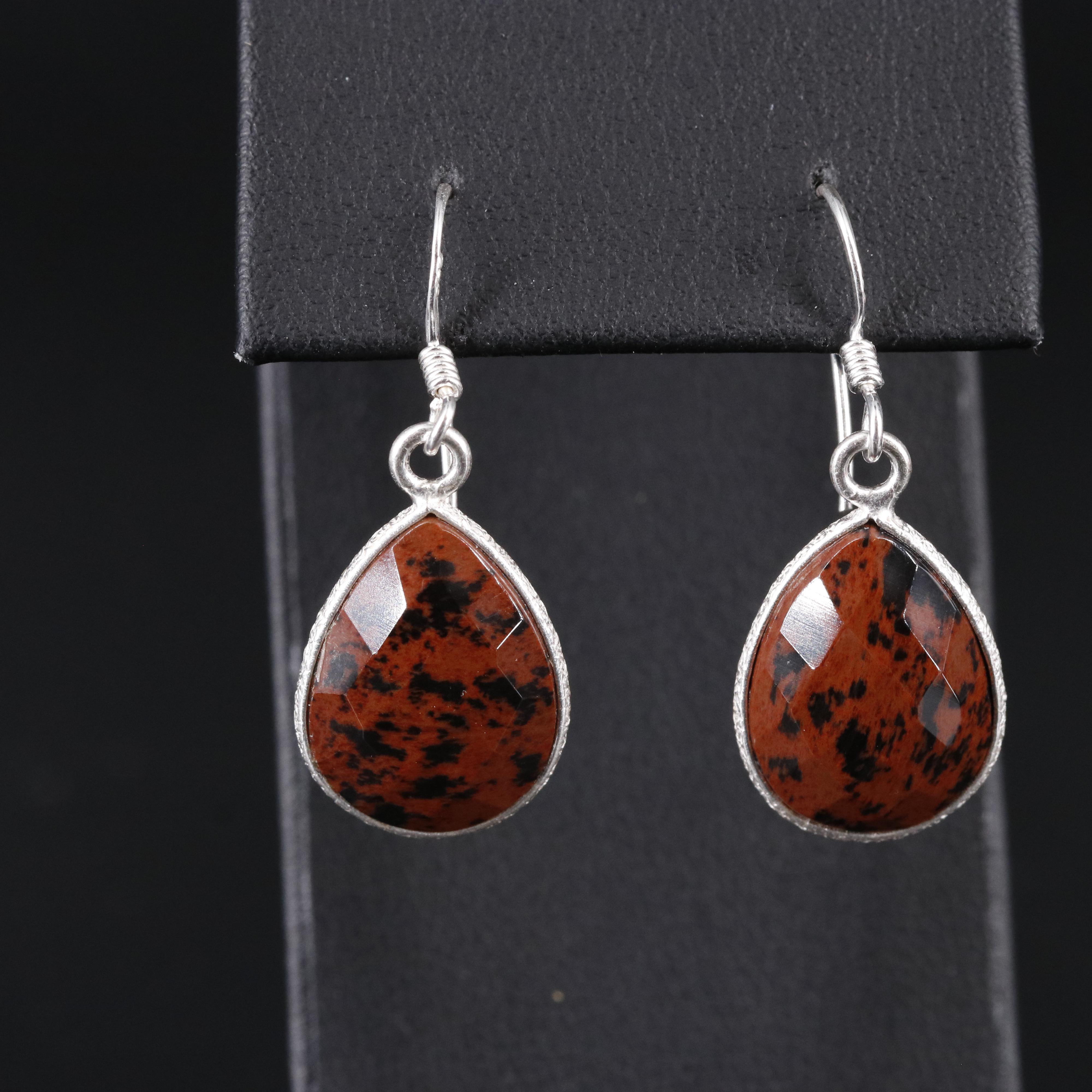 Sterling Silver Gemstone Drop Earrings