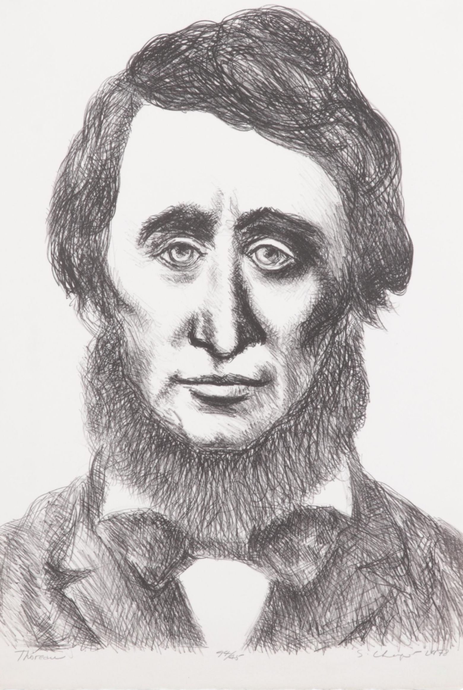 Sidney Chafetz Portrait Lithograph "Thoreau," 1978
