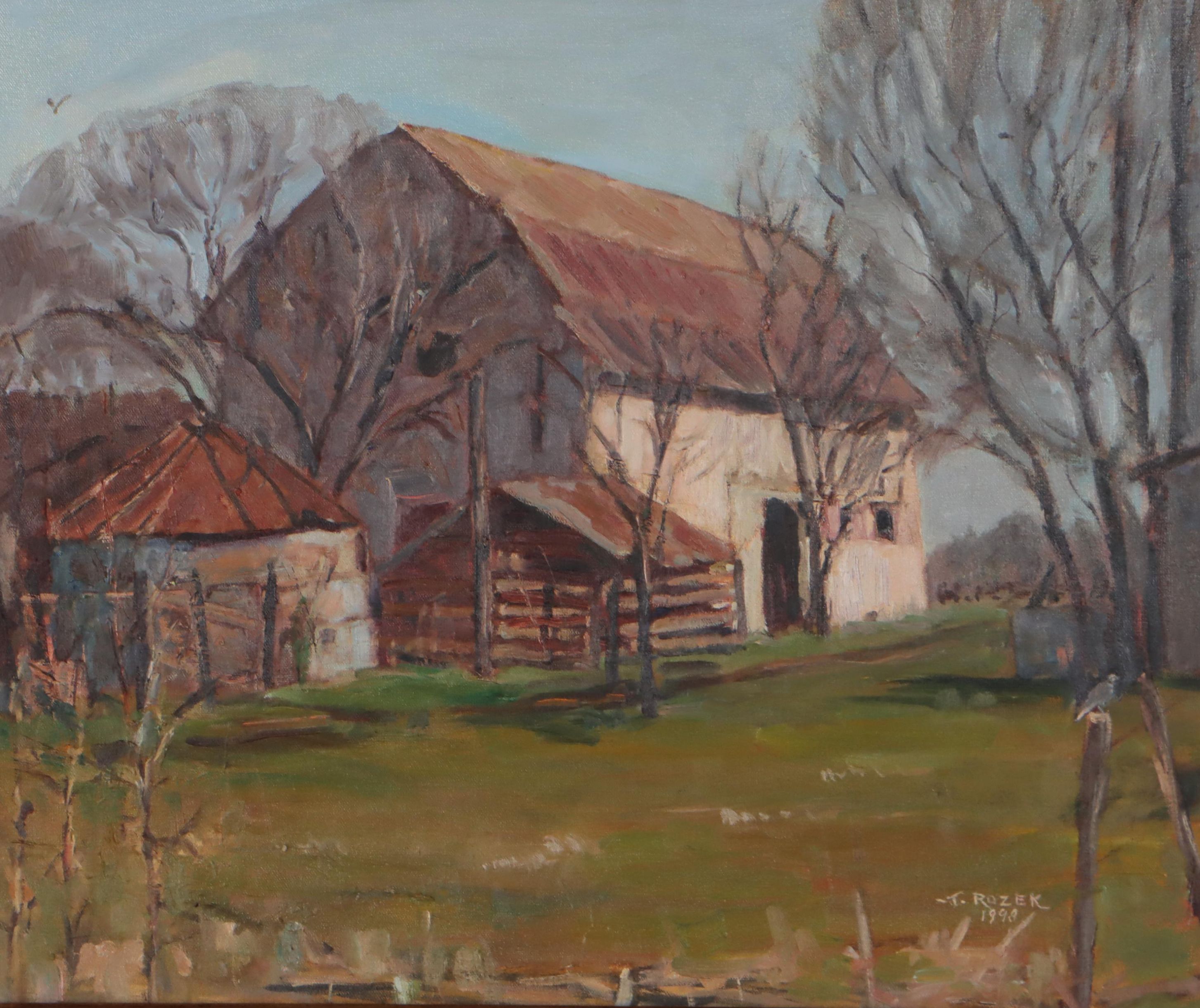 James Rozek Landscape Oil Painting "Grandpa's Farm," 1998
