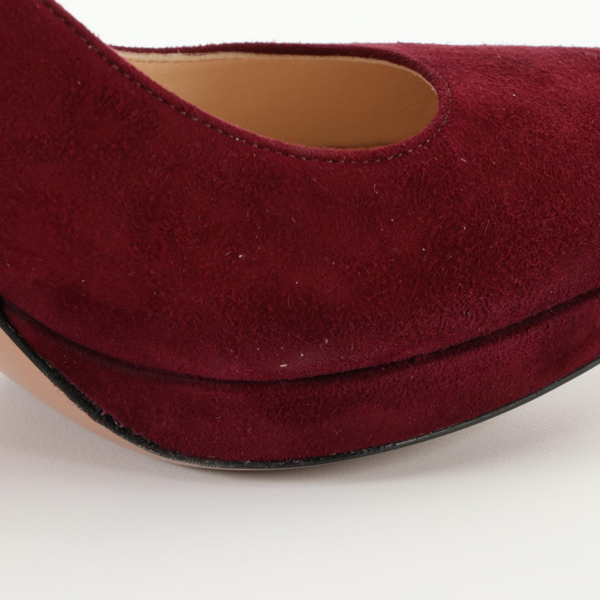 Prada Burgundy Suede Platform Pumps