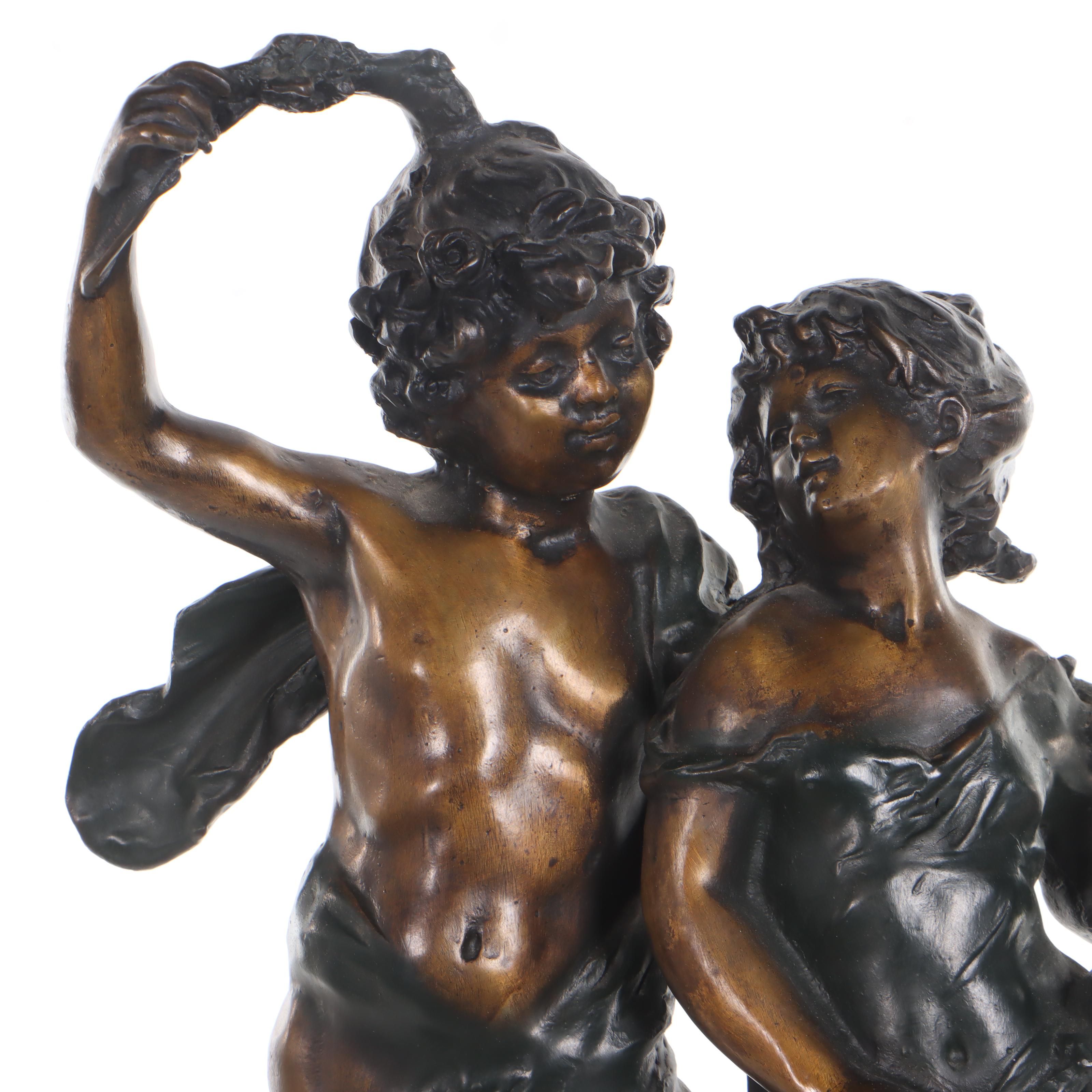 Bronze Sculpture After Auguste Moreau of Playful Children