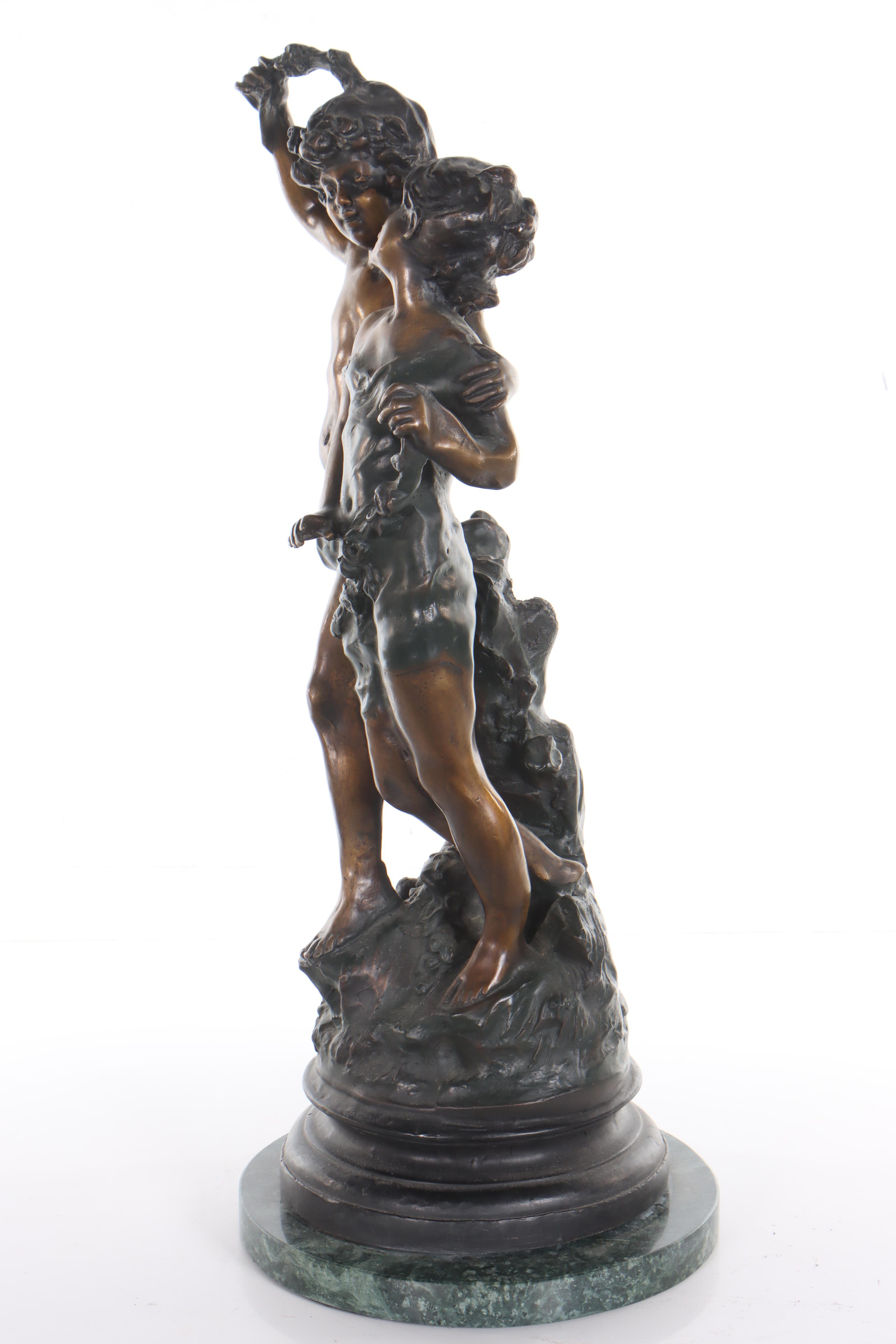 Bronze Sculpture After Auguste Moreau of Playful Children
