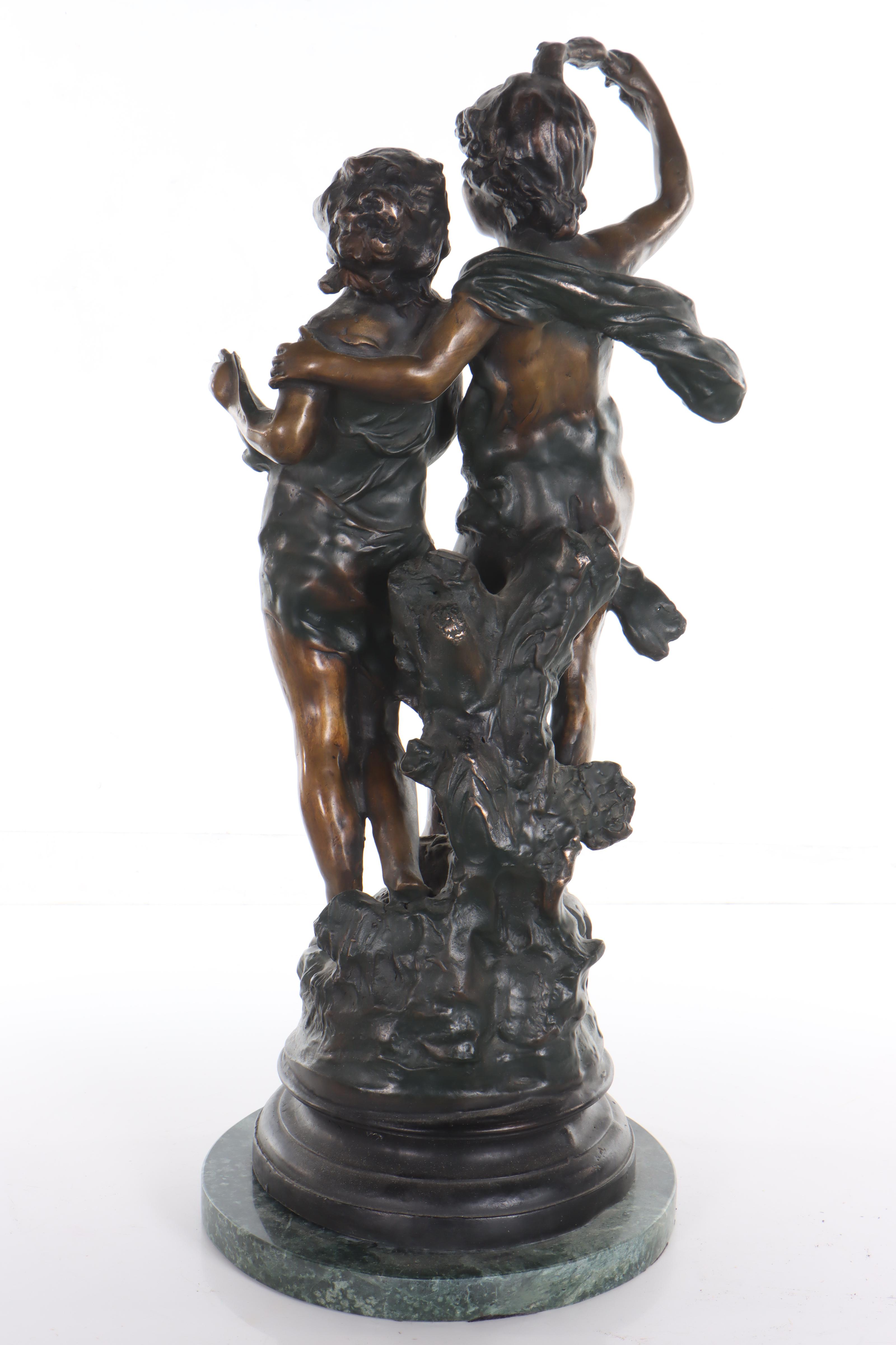 Bronze Sculpture After Auguste Moreau of Playful Children
