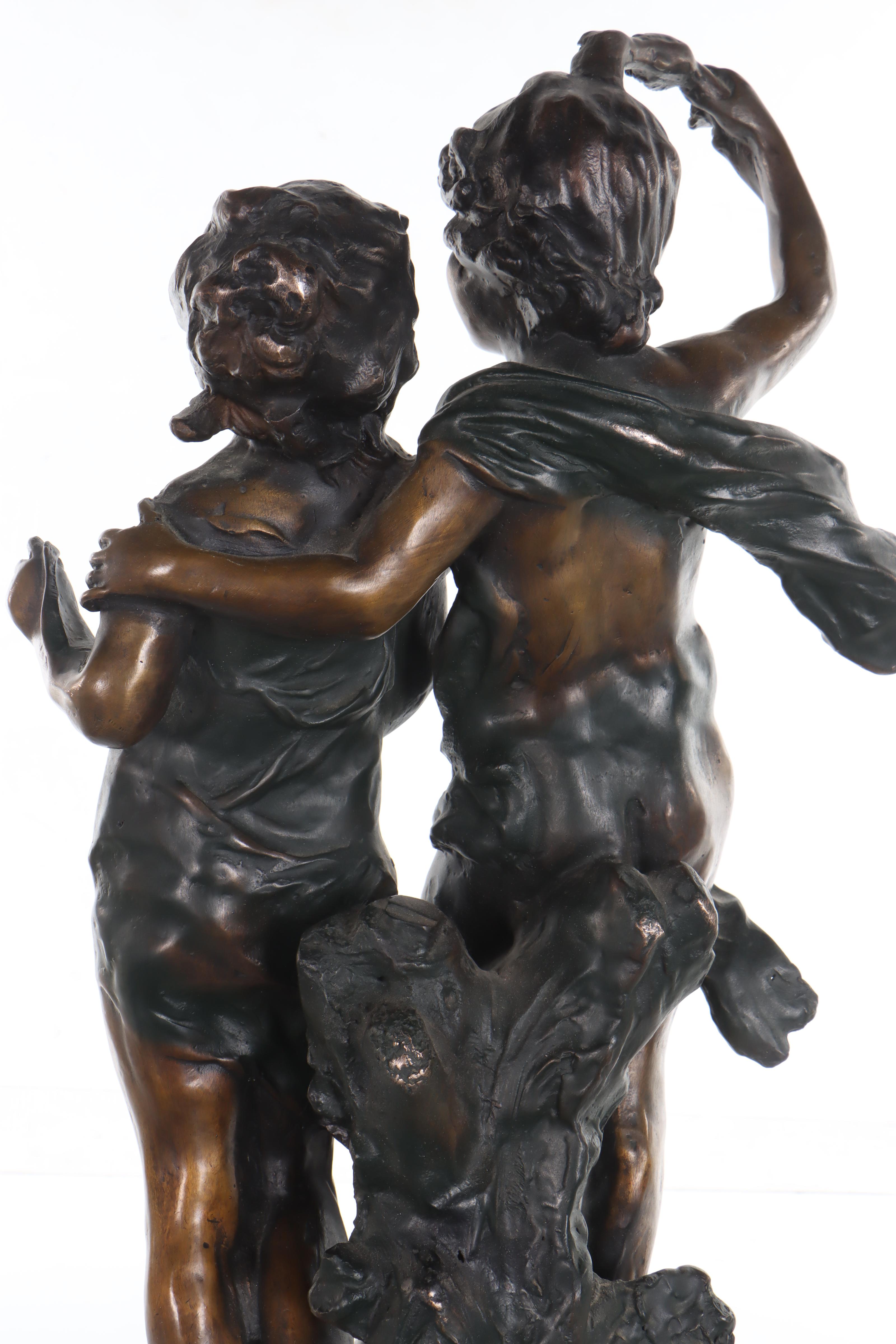 Bronze Sculpture After Auguste Moreau of Playful Children
