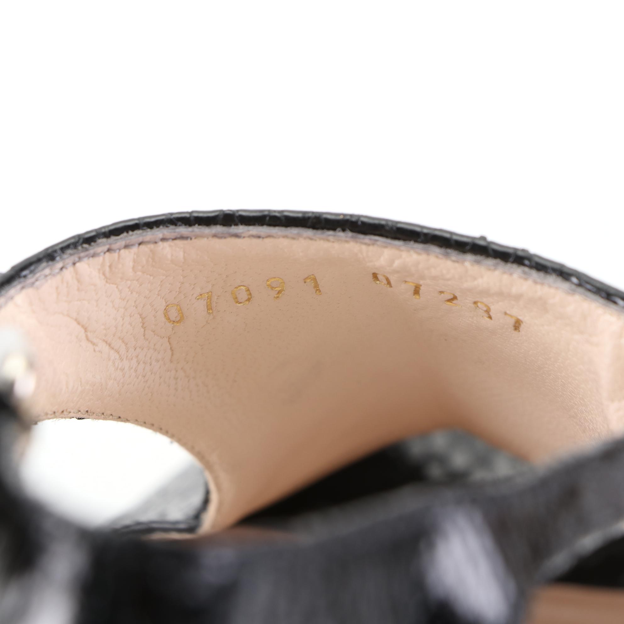 Prada 120mm Platform Peep-Toe Heels in Black and Natural Python Skin