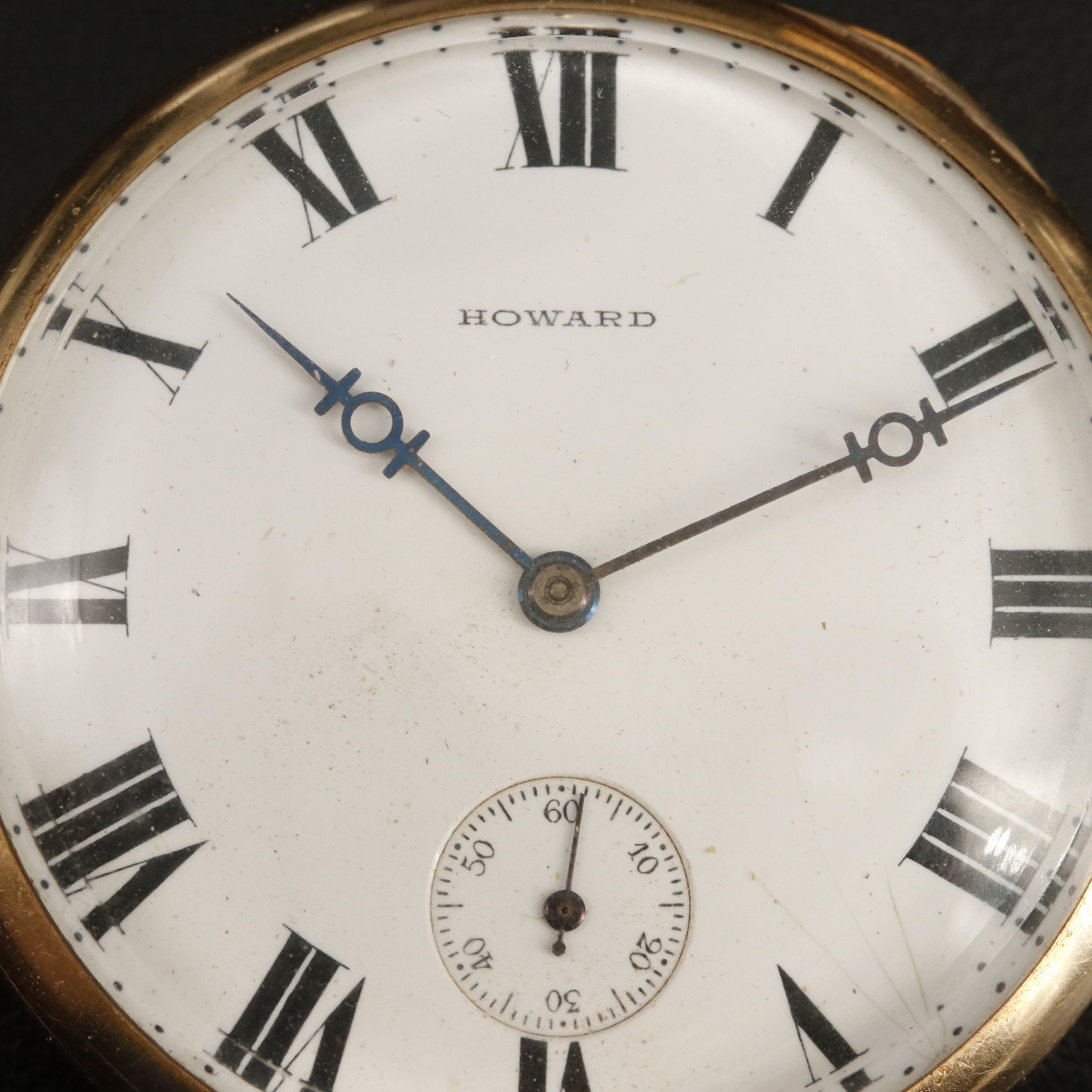 14K E. Howard Pocket Watch with Pocket Knife, 10K Fob Chain and Masonic Charm