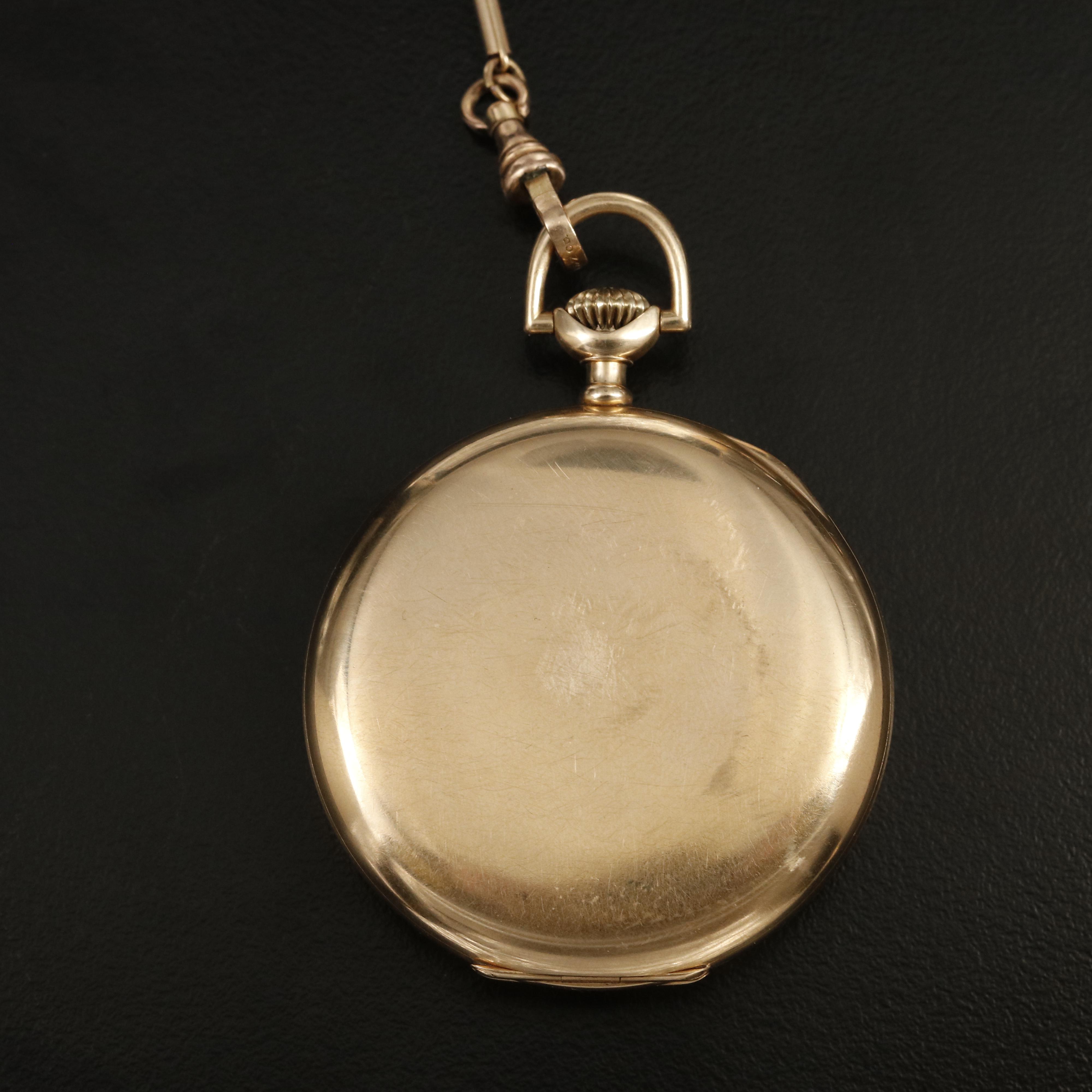 14K E. Howard Pocket Watch with Pocket Knife, 10K Fob Chain and Masonic Charm
