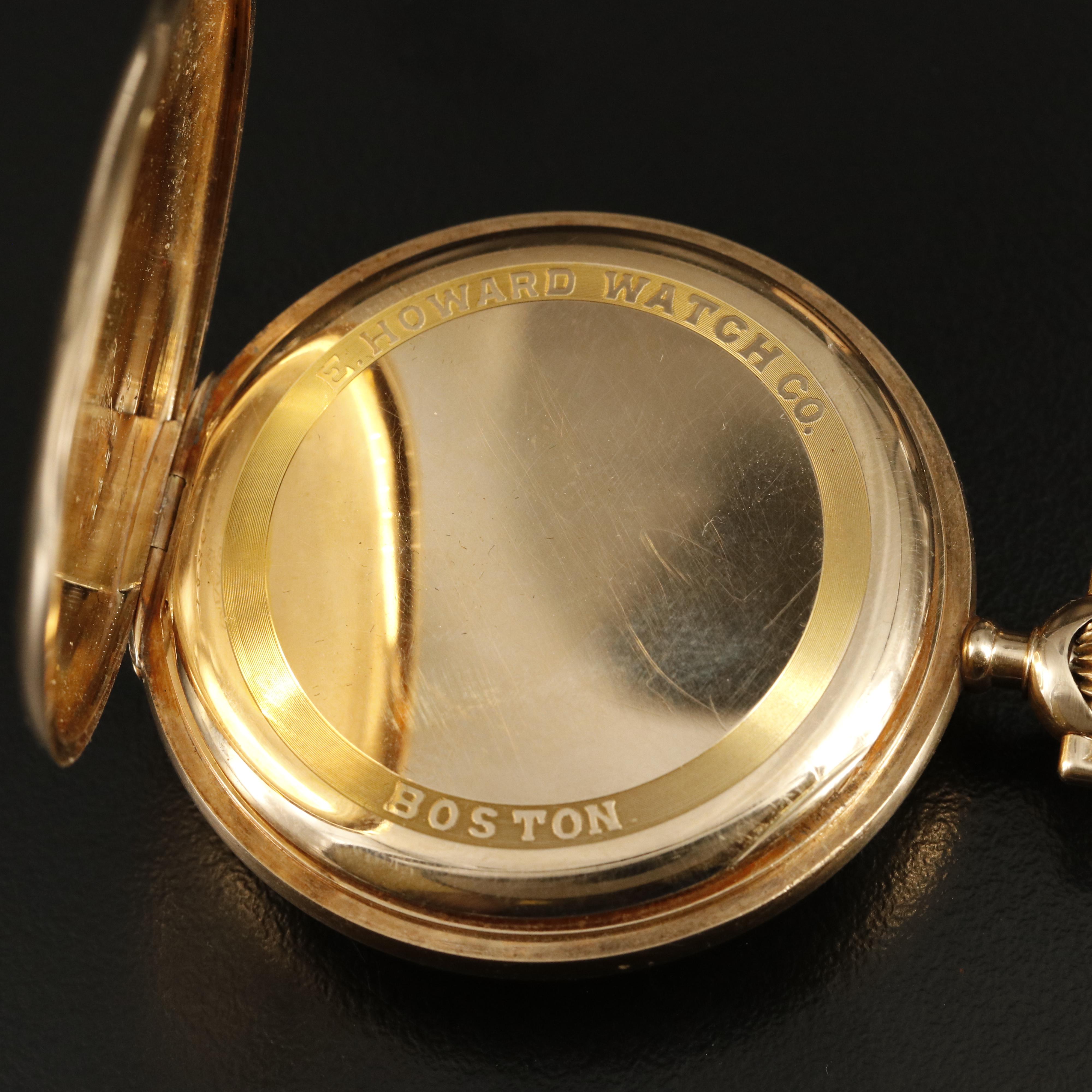 14K E. Howard Pocket Watch with Pocket Knife, 10K Fob Chain and Masonic Charm