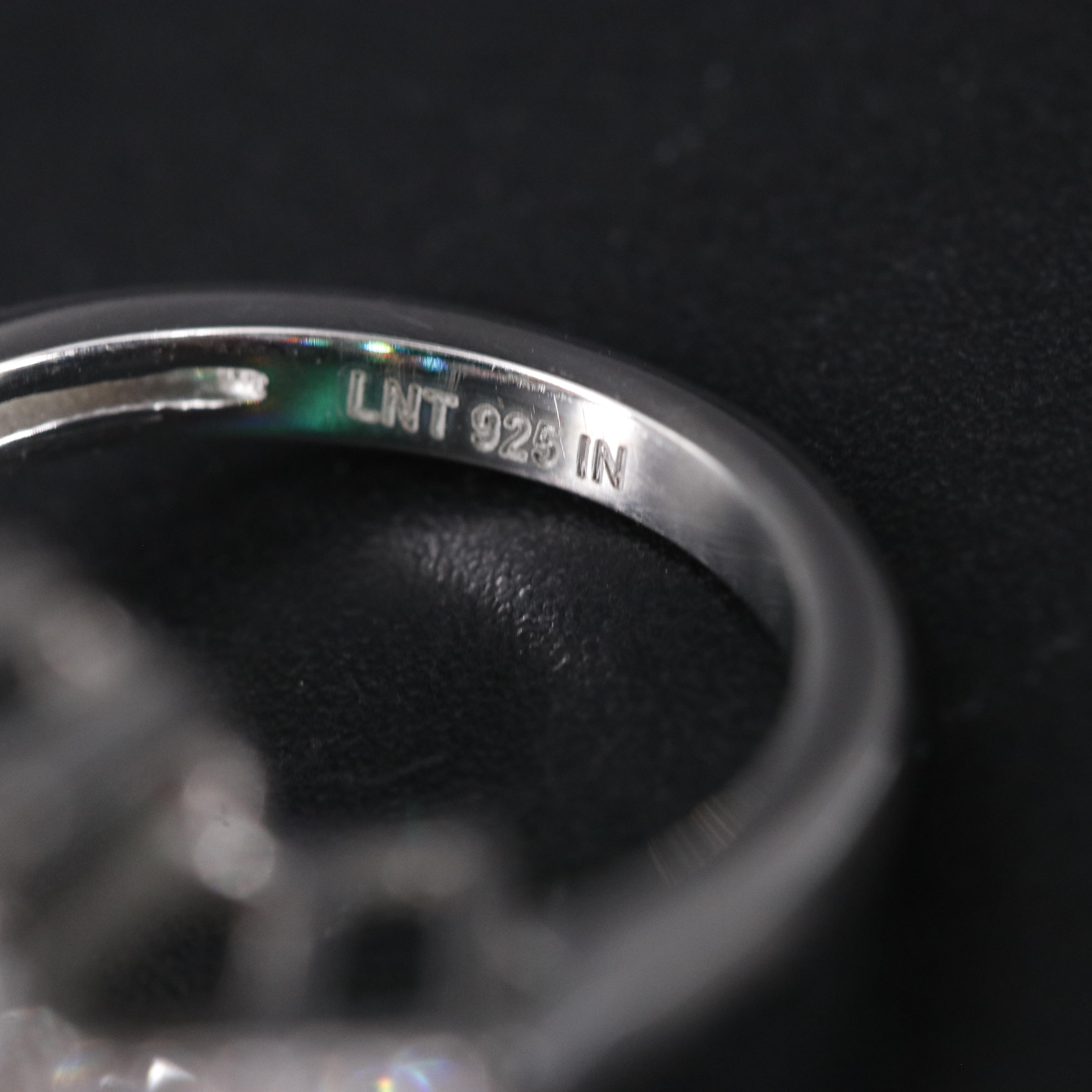 Sterling Silver Emerald and Cubic Zirconia Ring