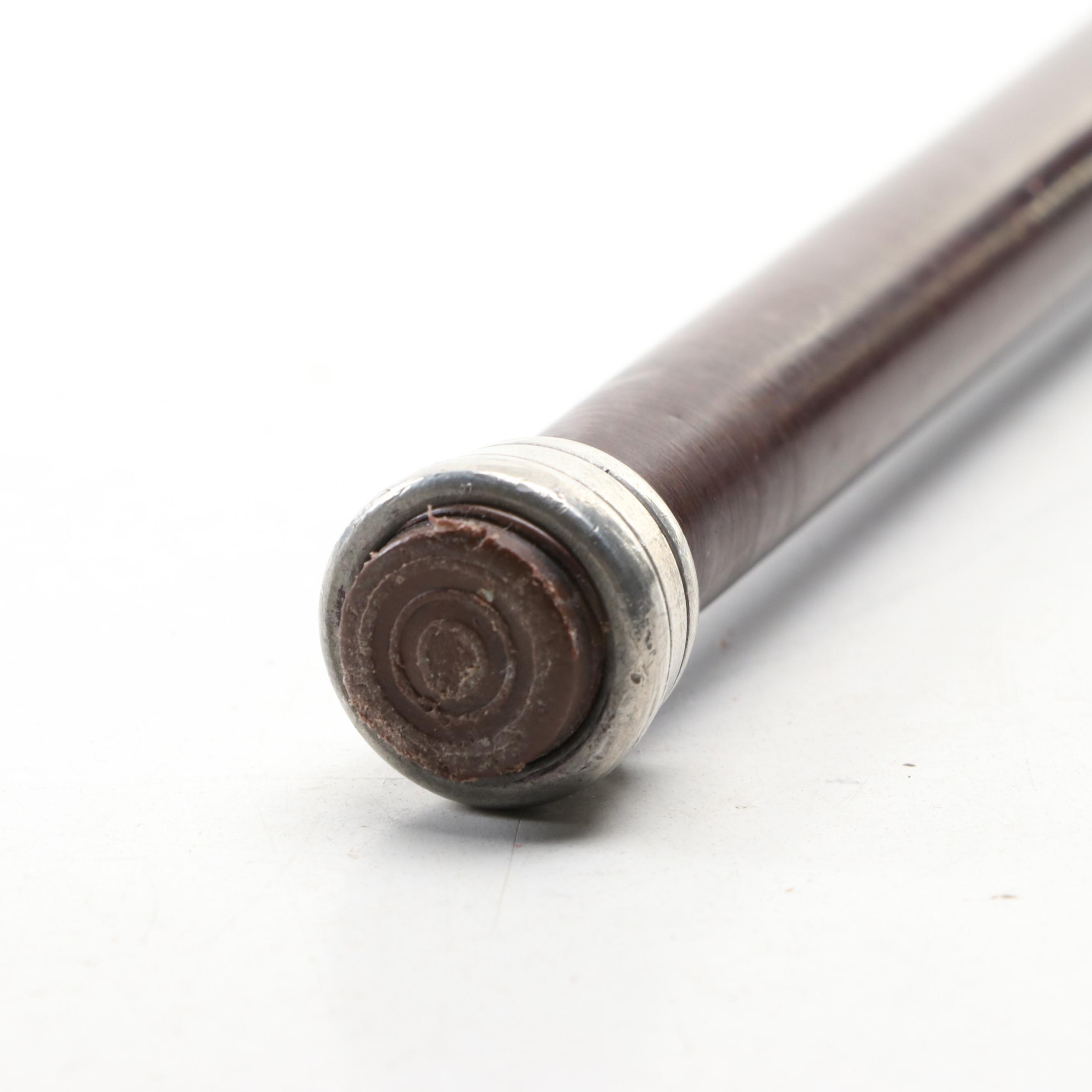 Metal Embellished Bulldog Handled Wooden Walking Cane, 20th Century