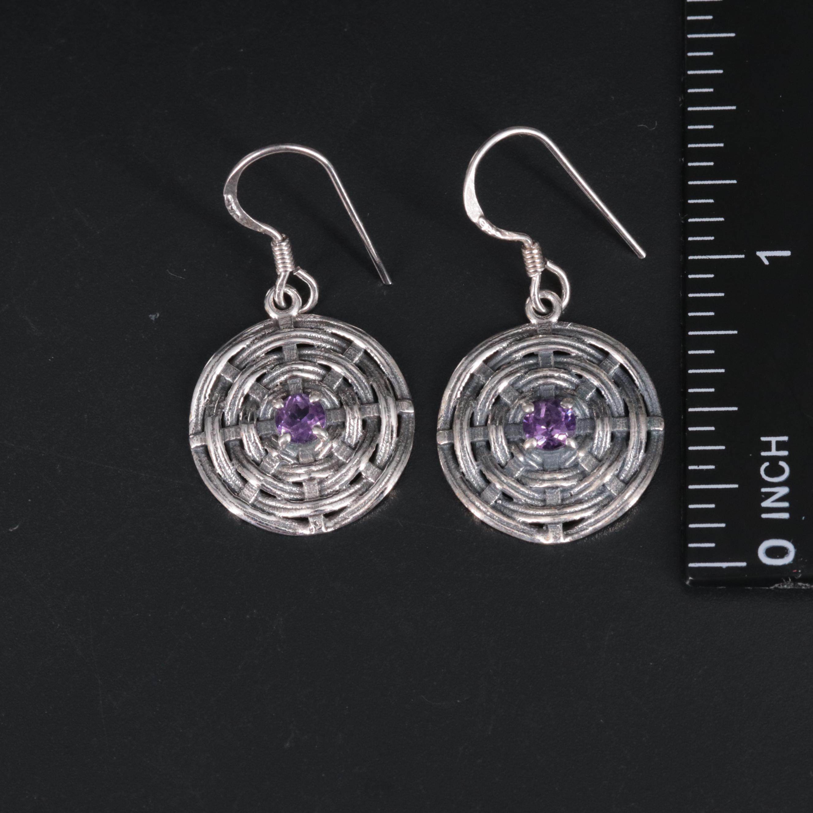 Sterling Silver Gemstone Drop Earrings