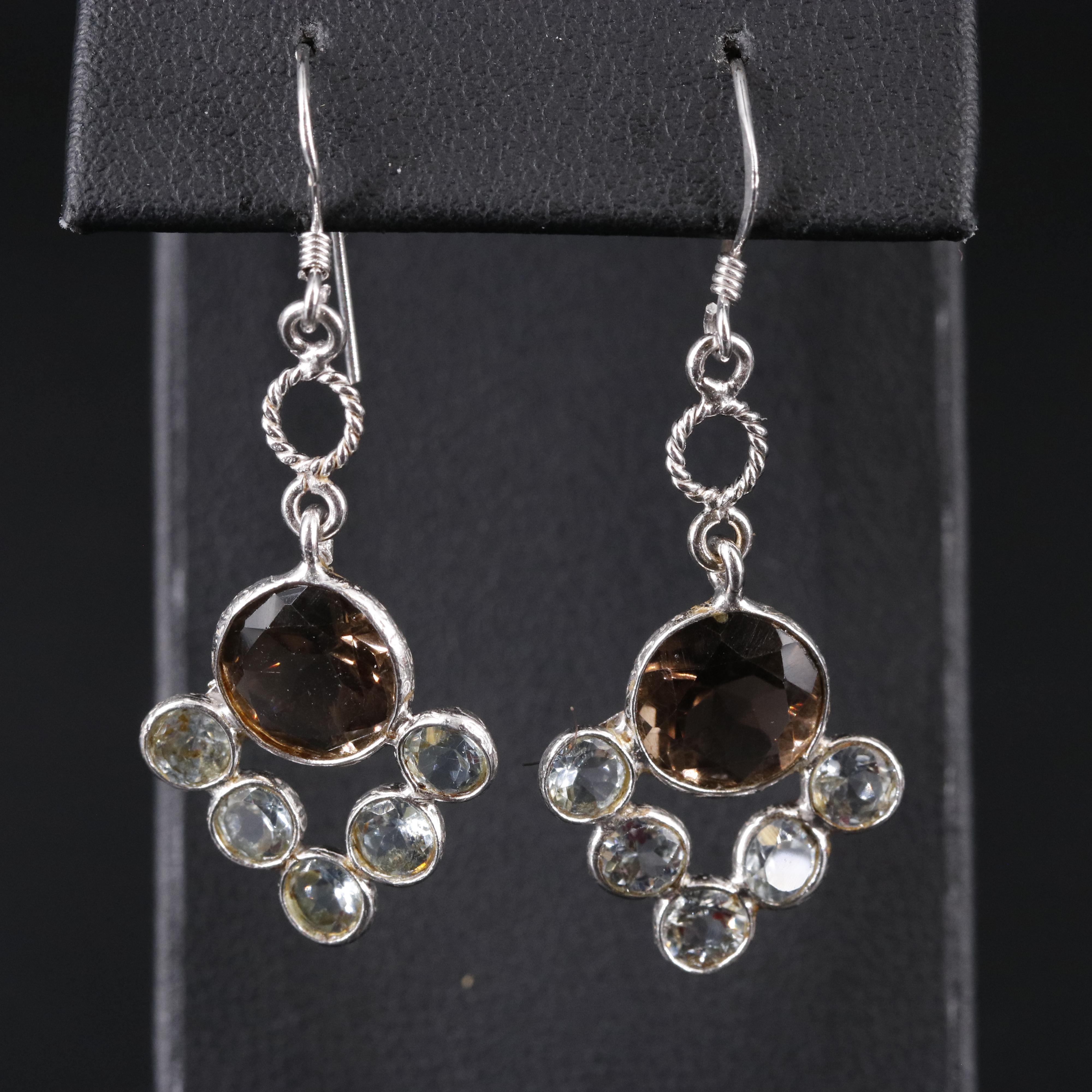 Sterling Silver Gemstone Drop Earrings