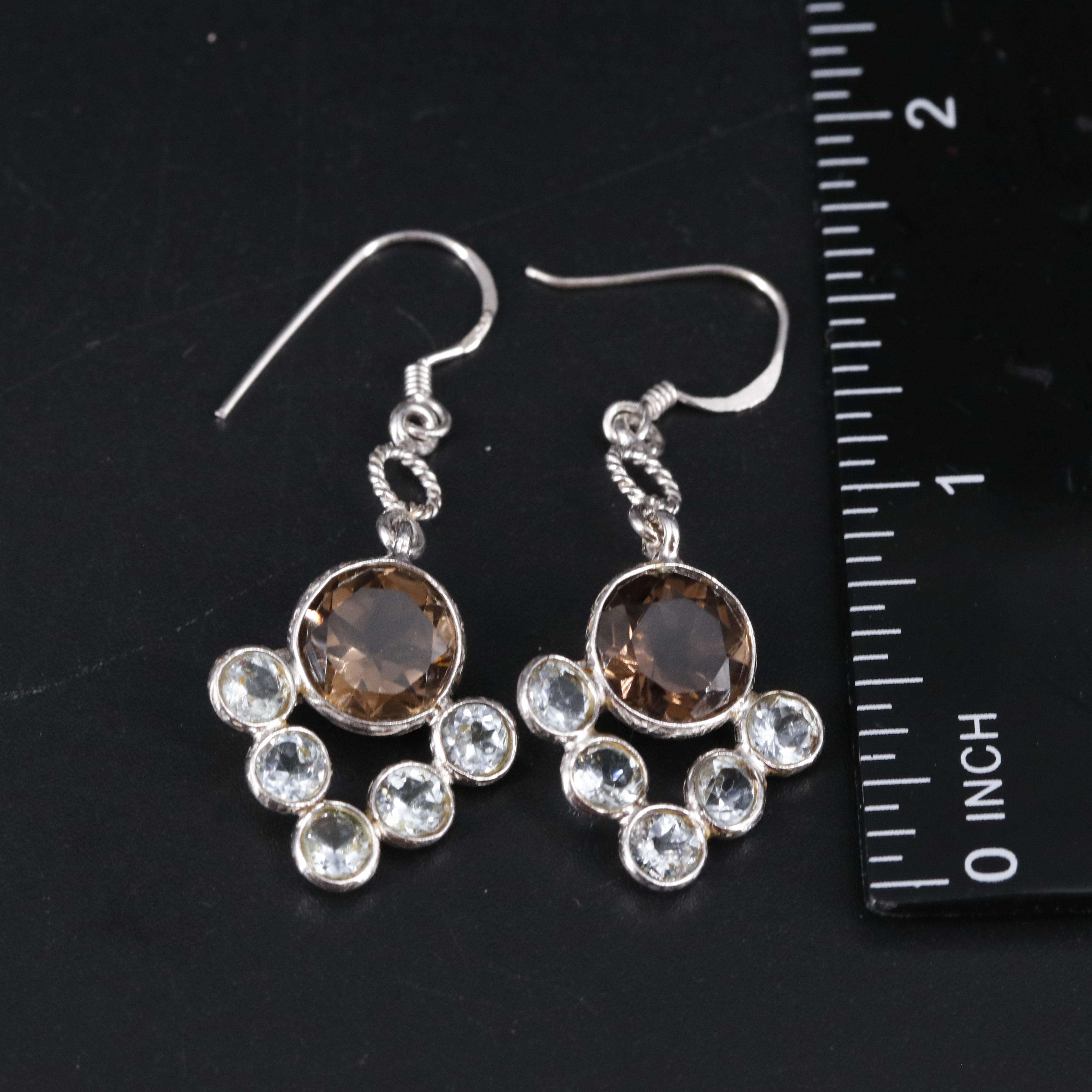 Sterling Silver Gemstone Drop Earrings