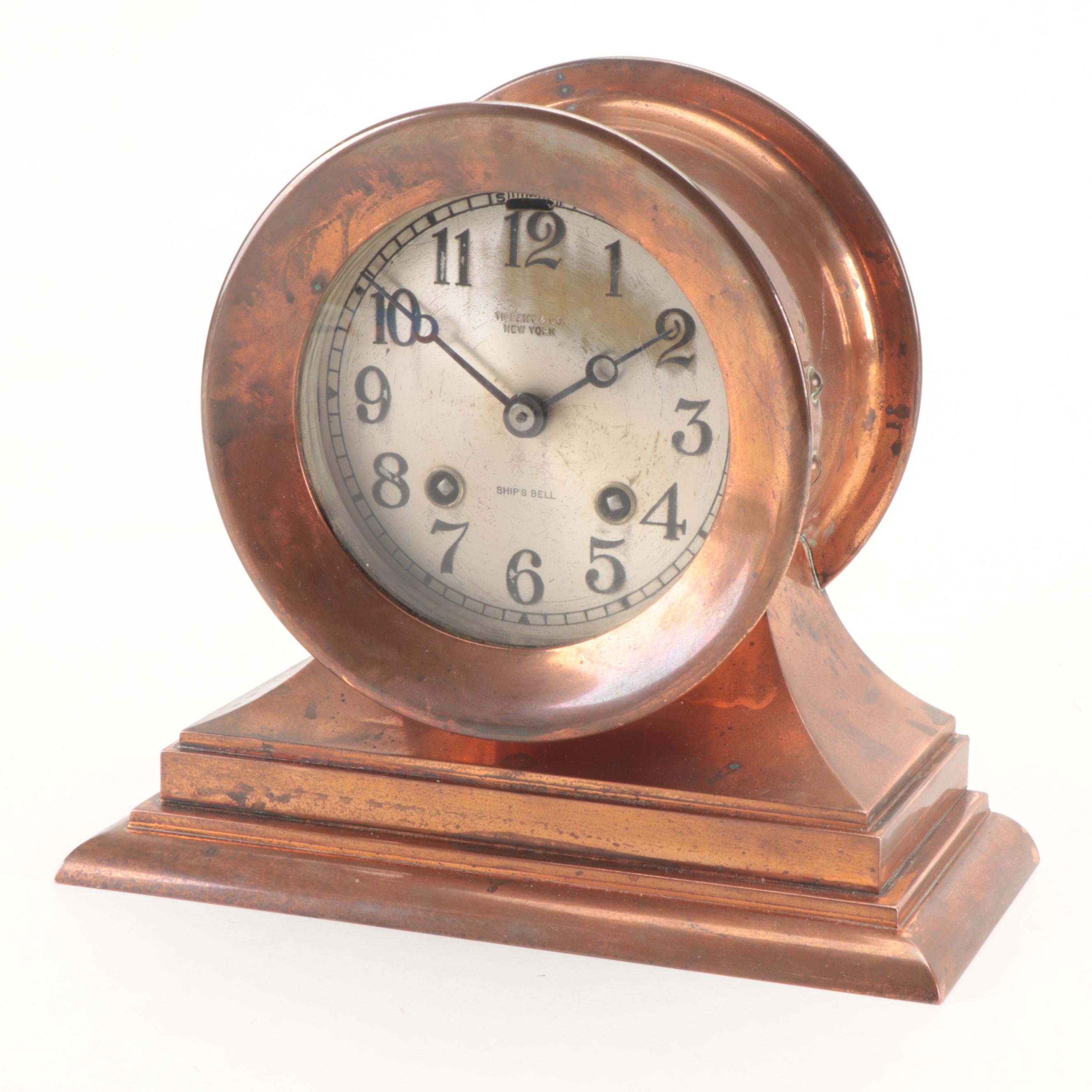 Tiffany & Co. Copper Ship's Bell Mantel Clock, Early 20th Century