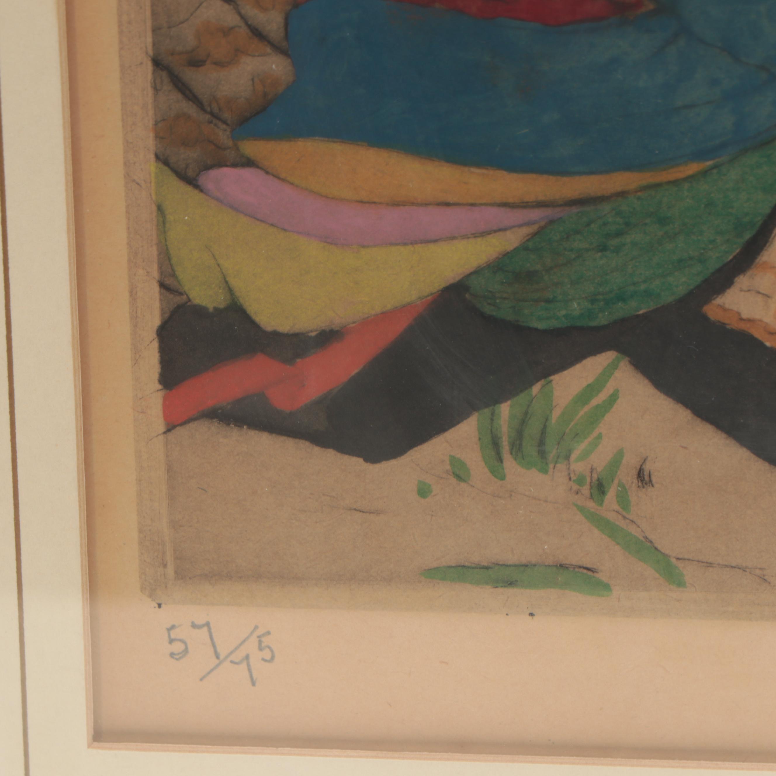 Elyse Lord Hand-Colored Etching With Drypoint "Moonlight," Circa 1920