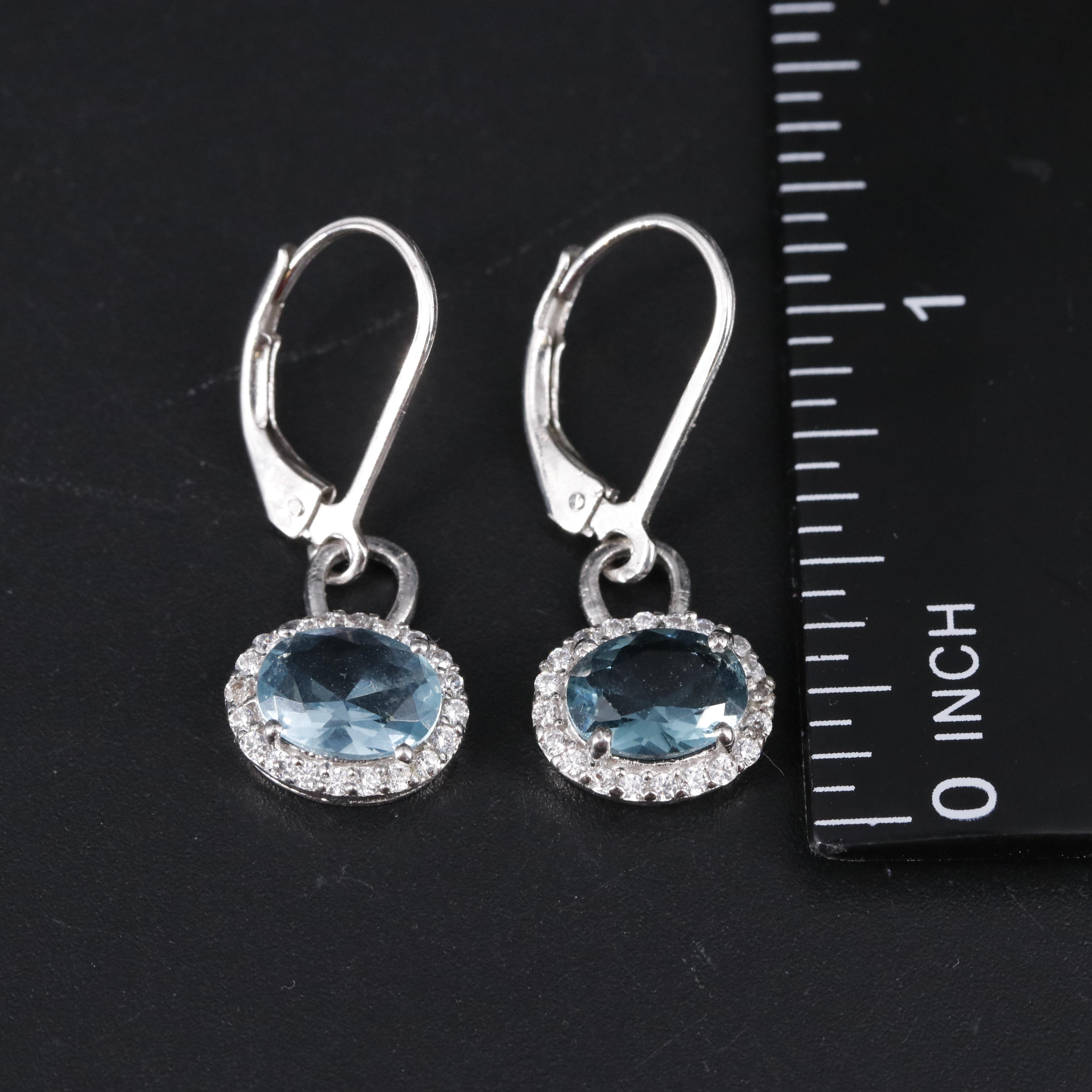 Sterling Silver Topaz and Cubic Zirconia Earrings
