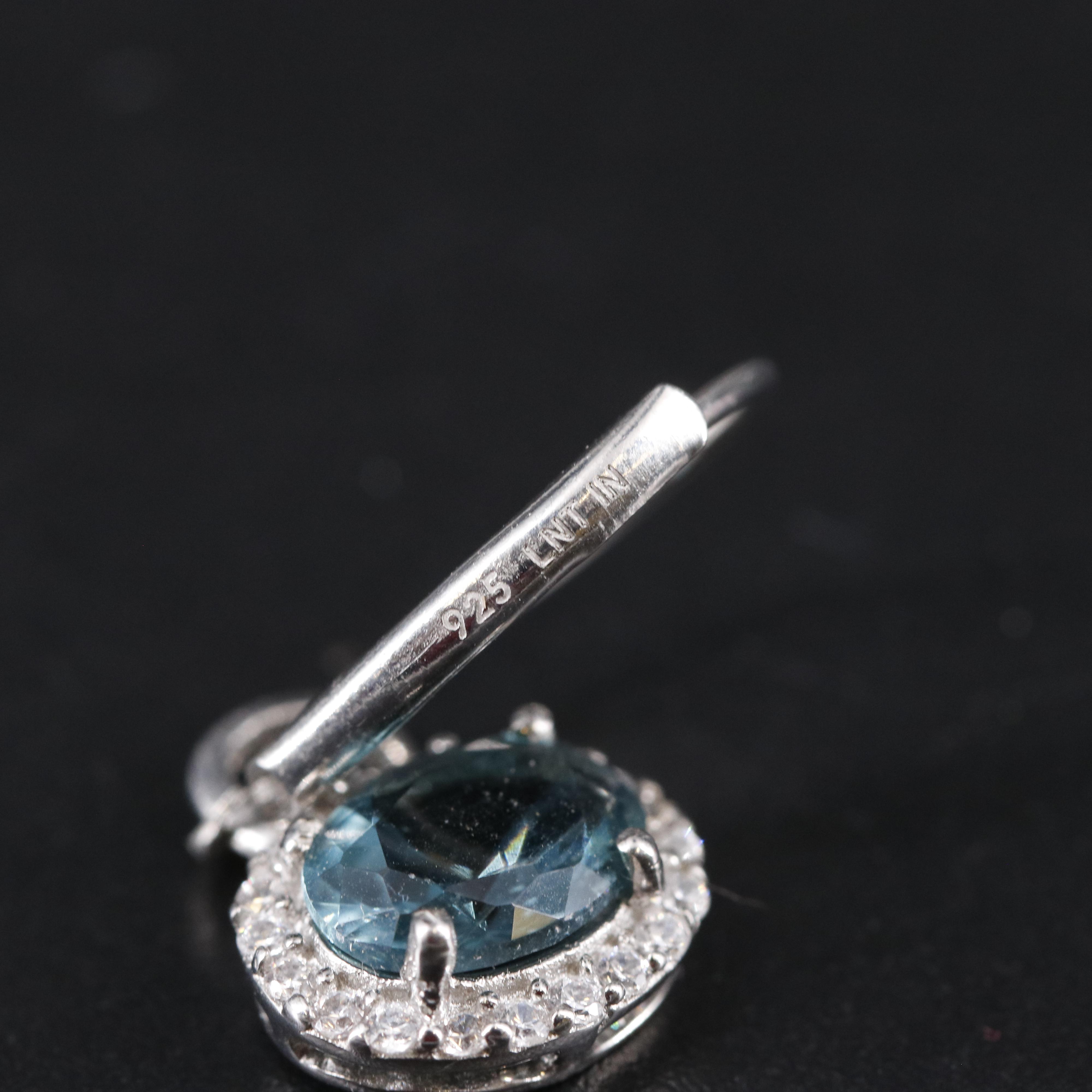 Sterling Silver Topaz and Cubic Zirconia Earrings