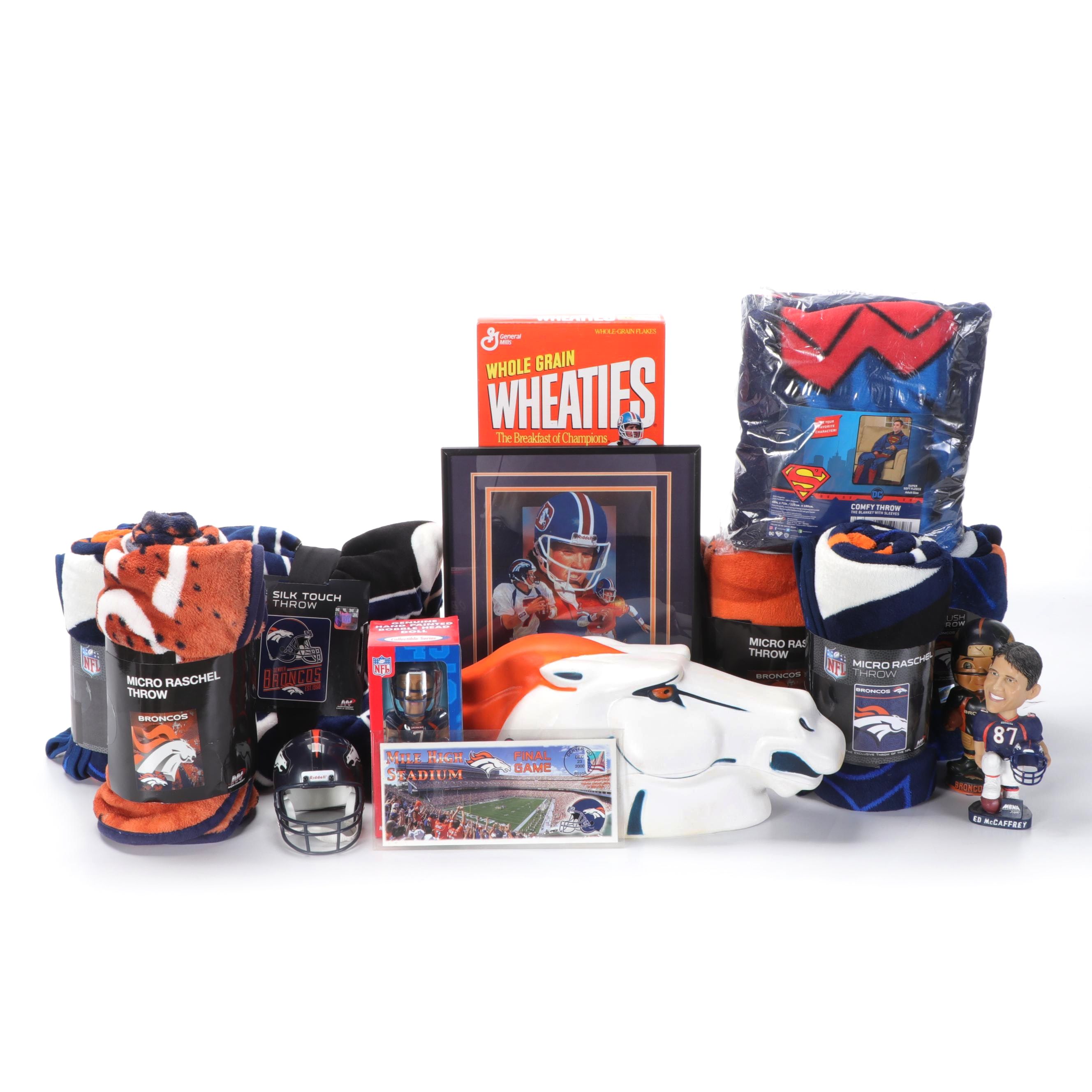 Denver Broncos Football Memorabilia With Signed Mascot Head, Bobbleheads, More