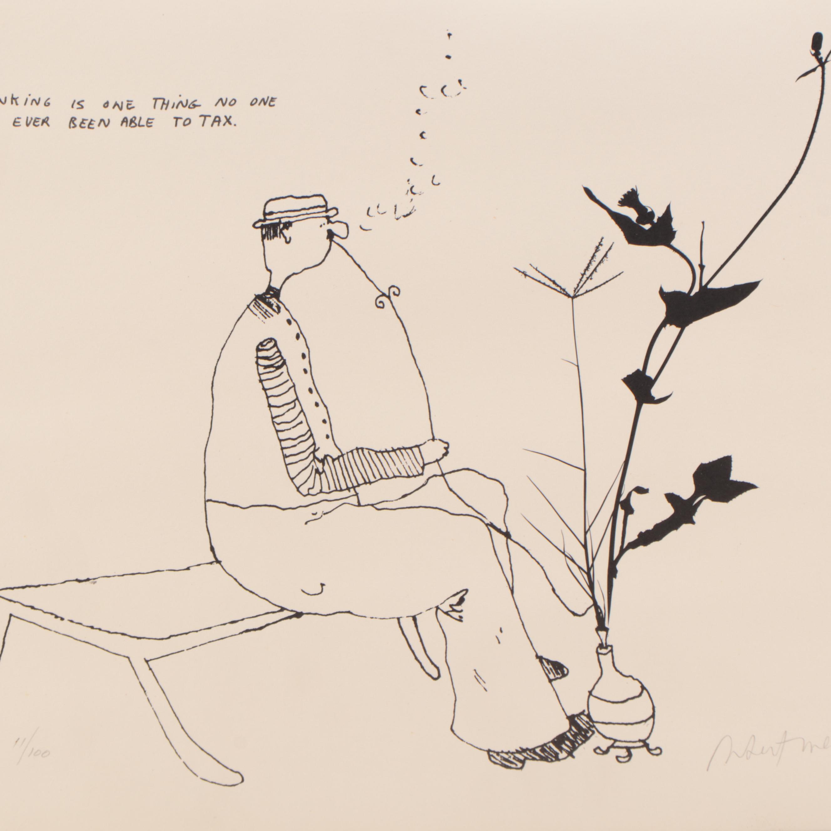 Robert Weil Figural Lithograph, Late 20th Century