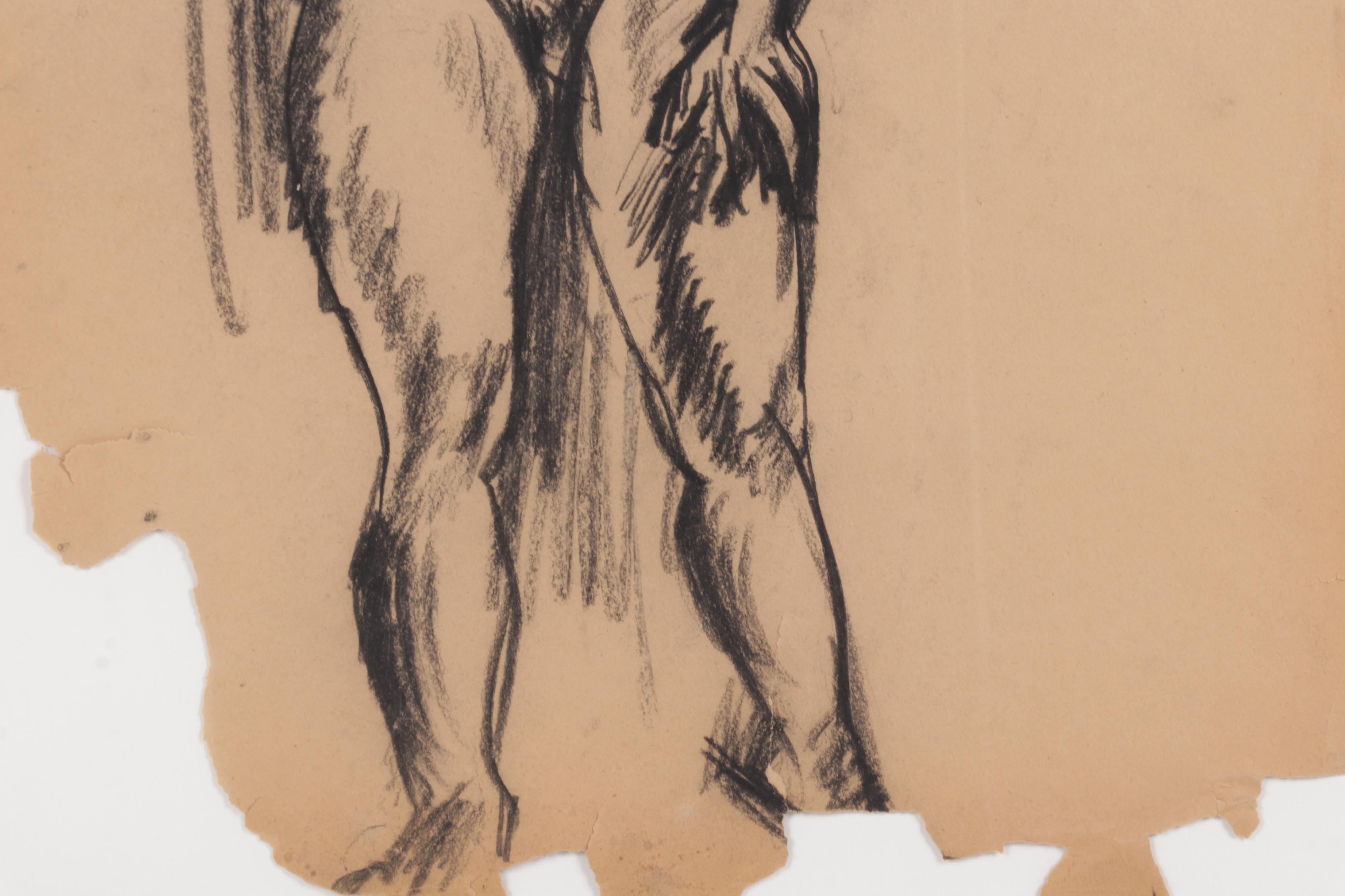 Sid Chafetz Charcoal Drawing "Standing Nude," 1947