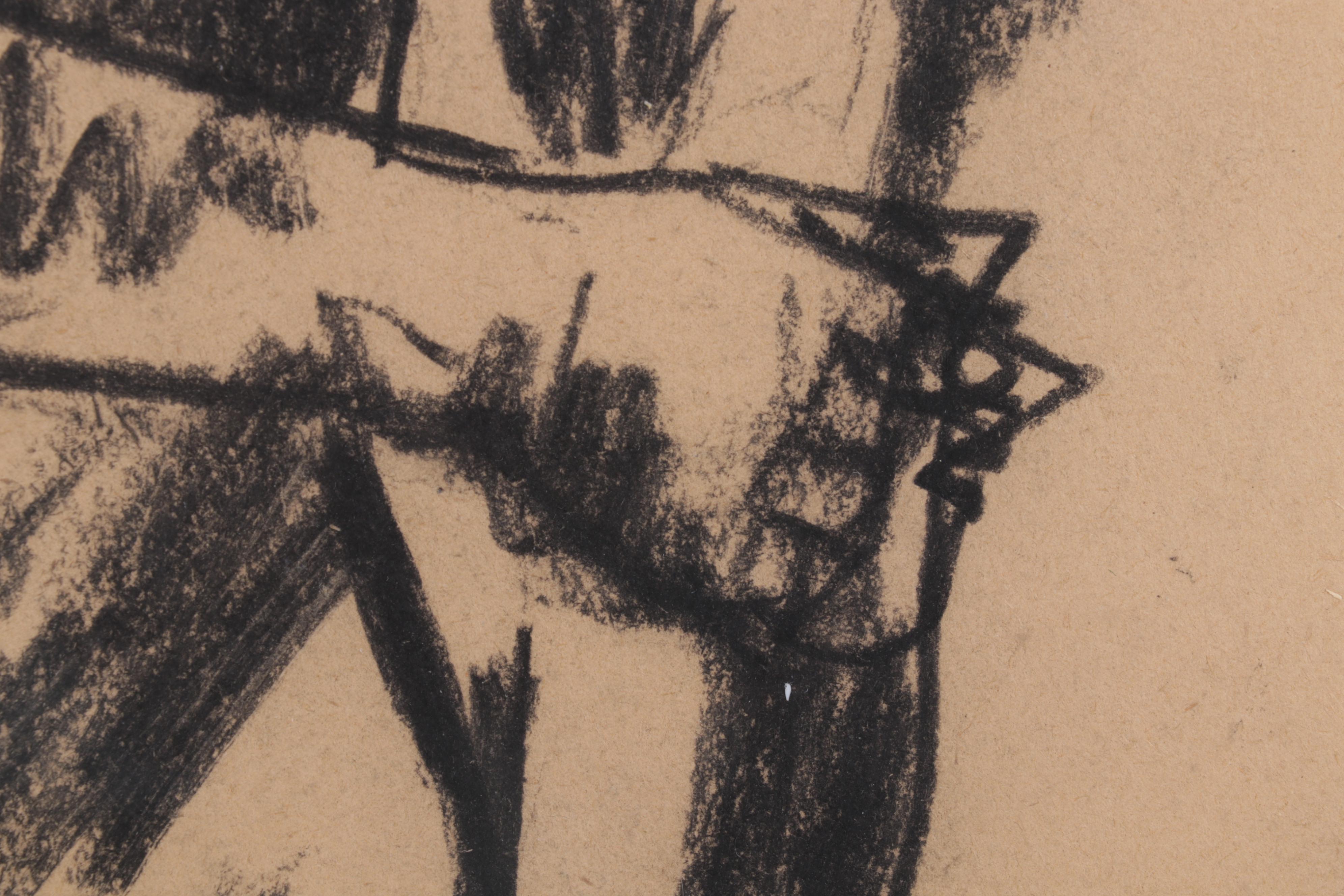 Sid Chafetz Charcoal Drawing "Standing Nude," 1947