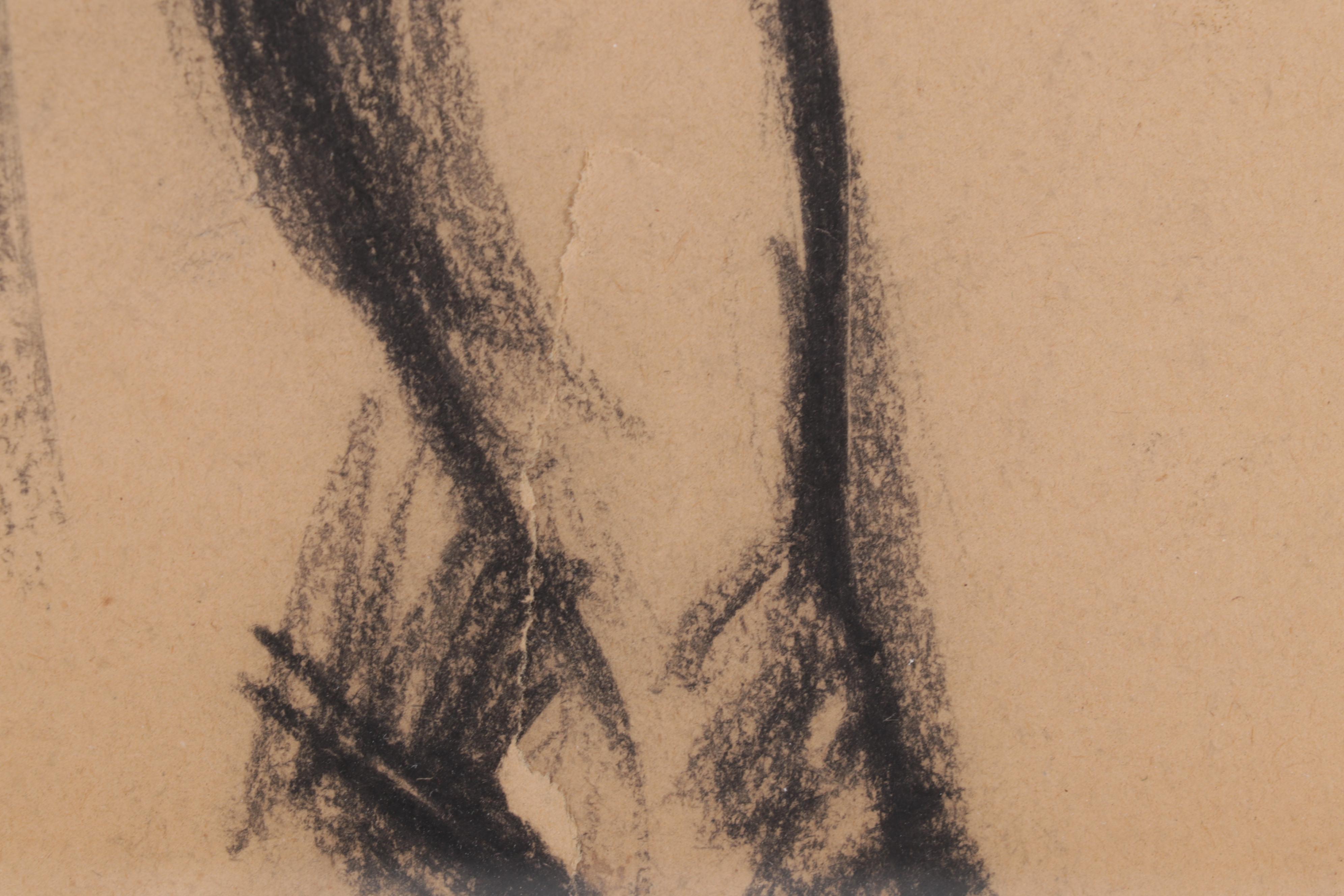 Sid Chafetz Charcoal Drawing "Standing Nude," 1947