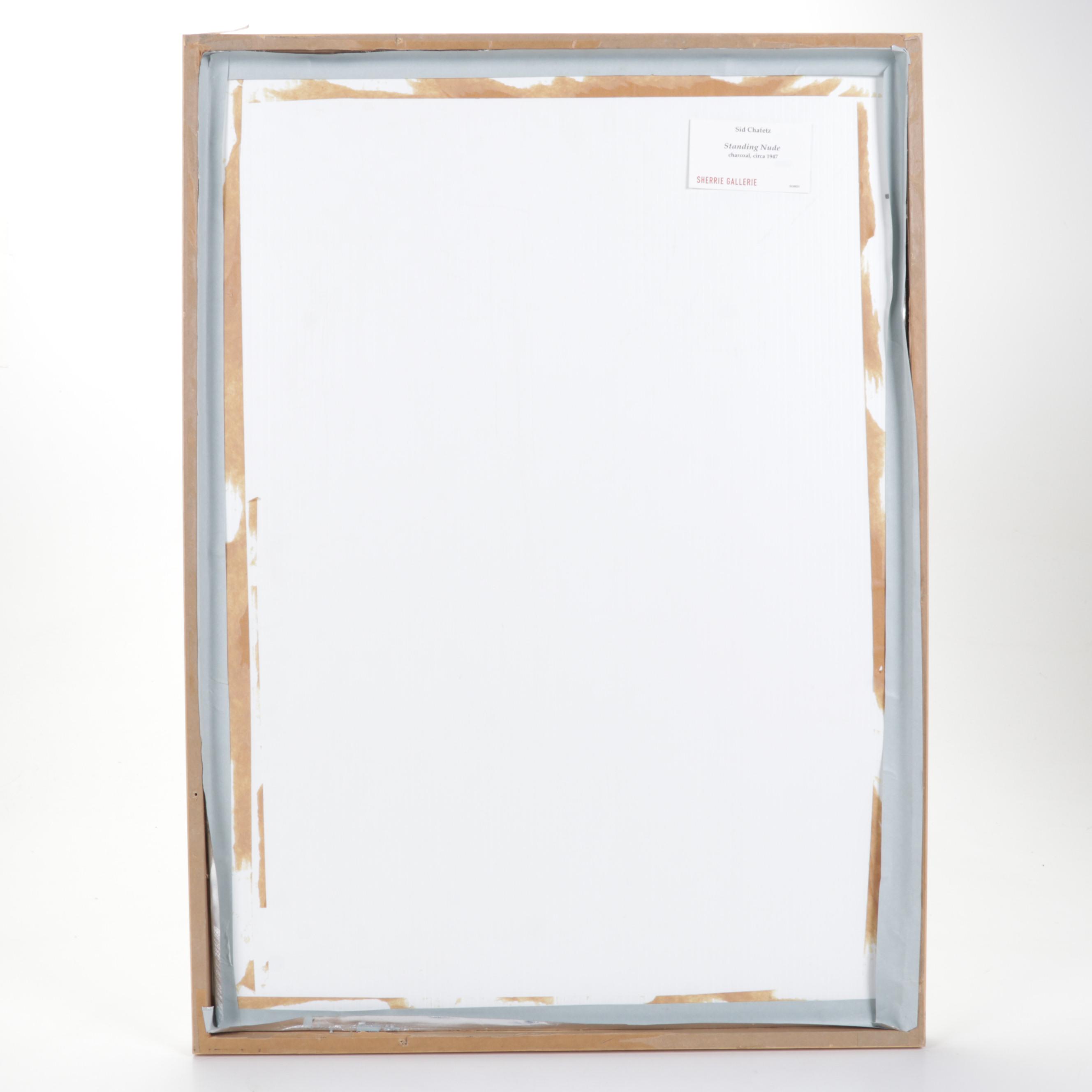 Sid Chafetz Charcoal Drawing "Standing Nude," 1947